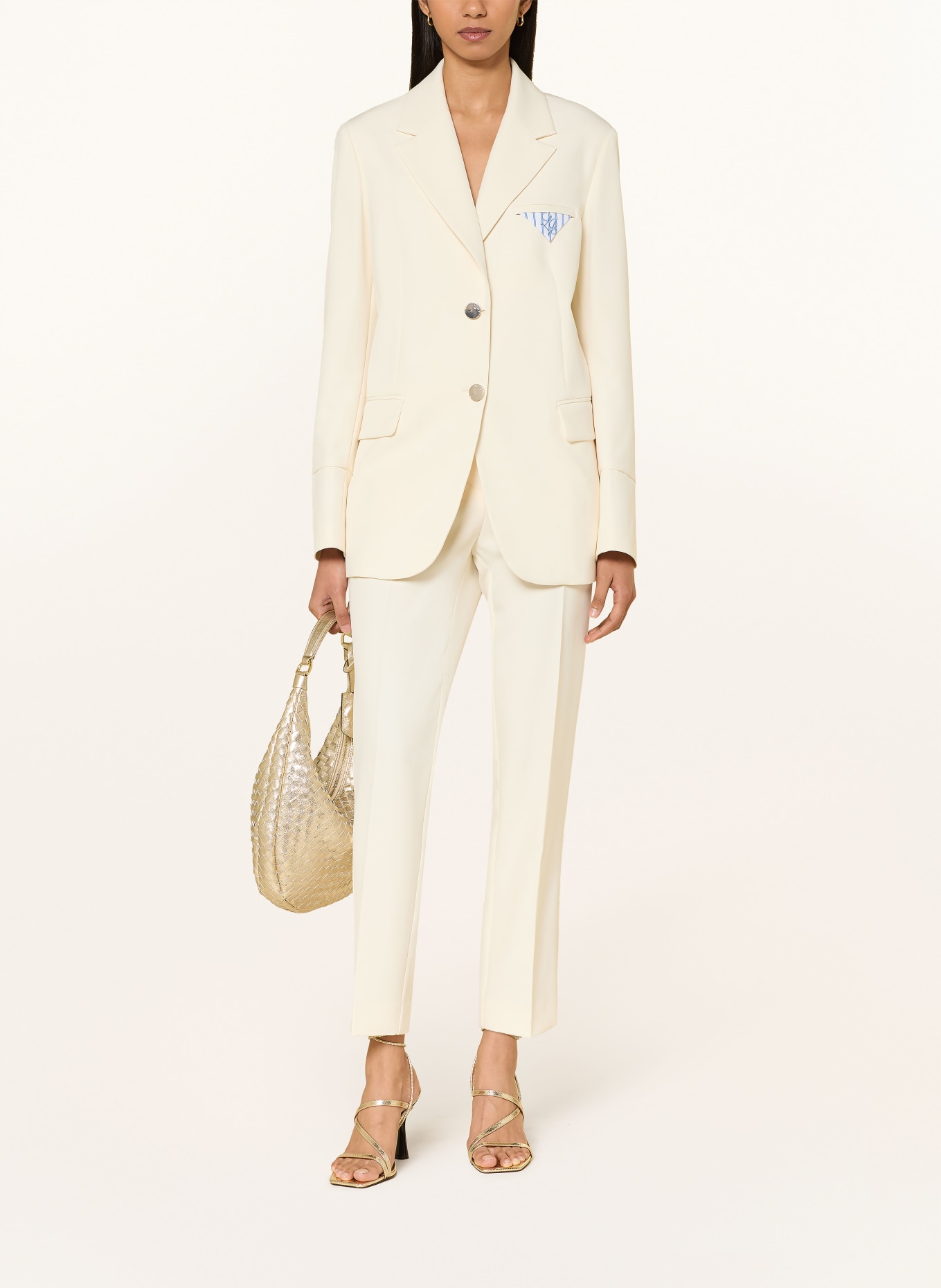 LIU JO lange blazer: ECRU / LICHTBLAUW