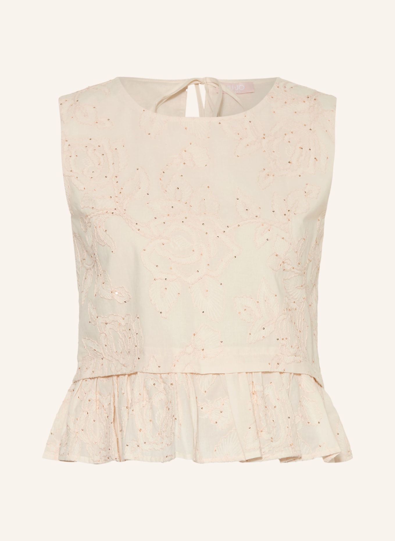 LIU JO Top met pailletten: CRÈME / GOUD