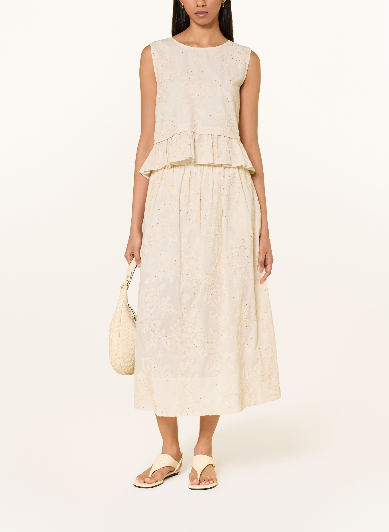 LIU JO Top met pailletten: CRÈME / GOUD