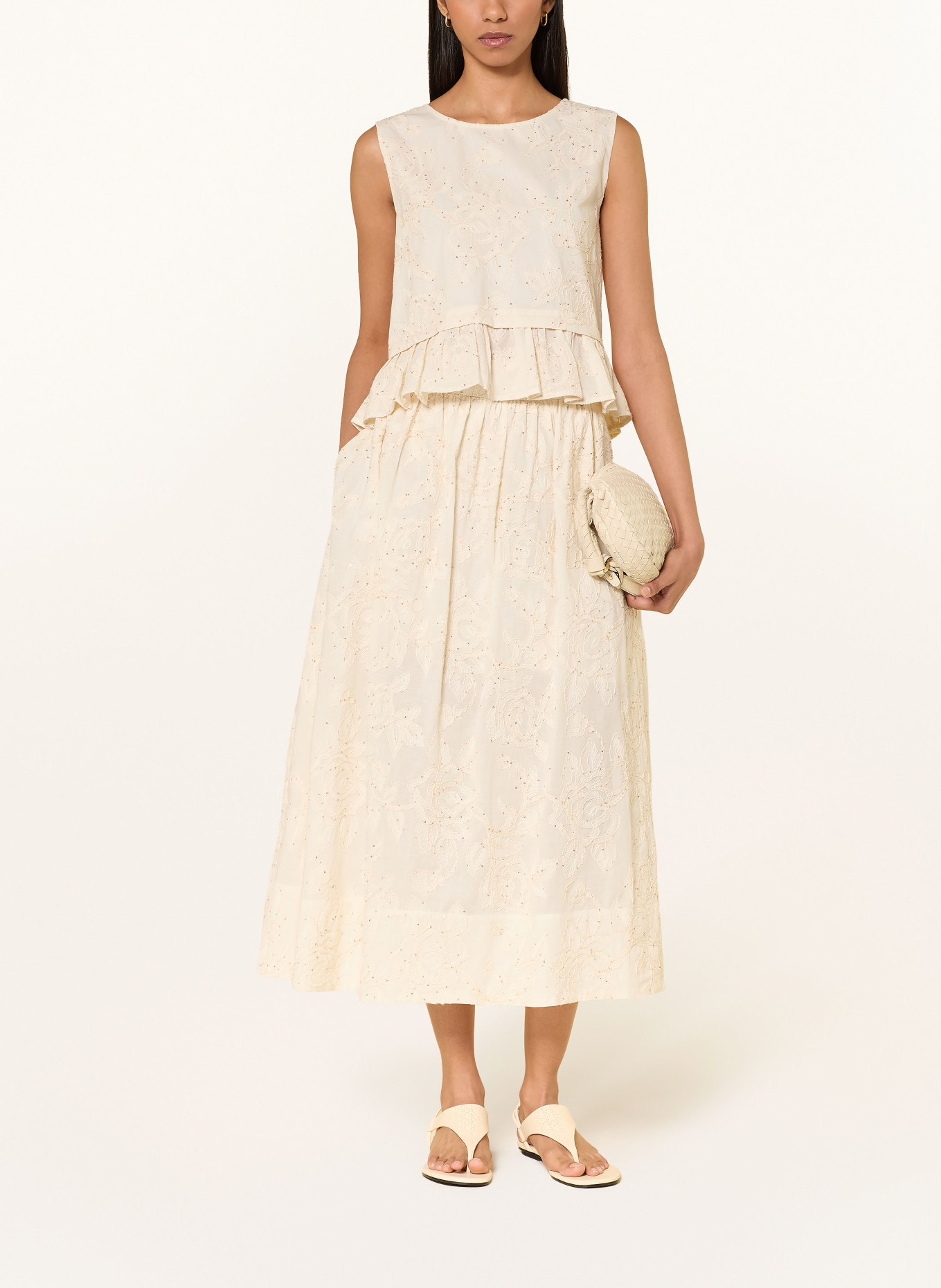 LIU JO Rock mit Pailletten: CREME / GOLD