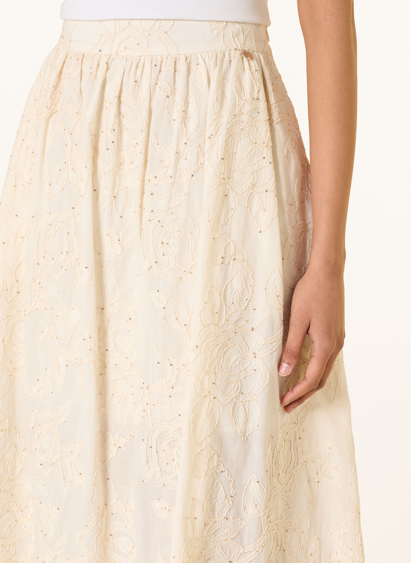 LIU JO Rock mit Pailletten: CREME / GOLD