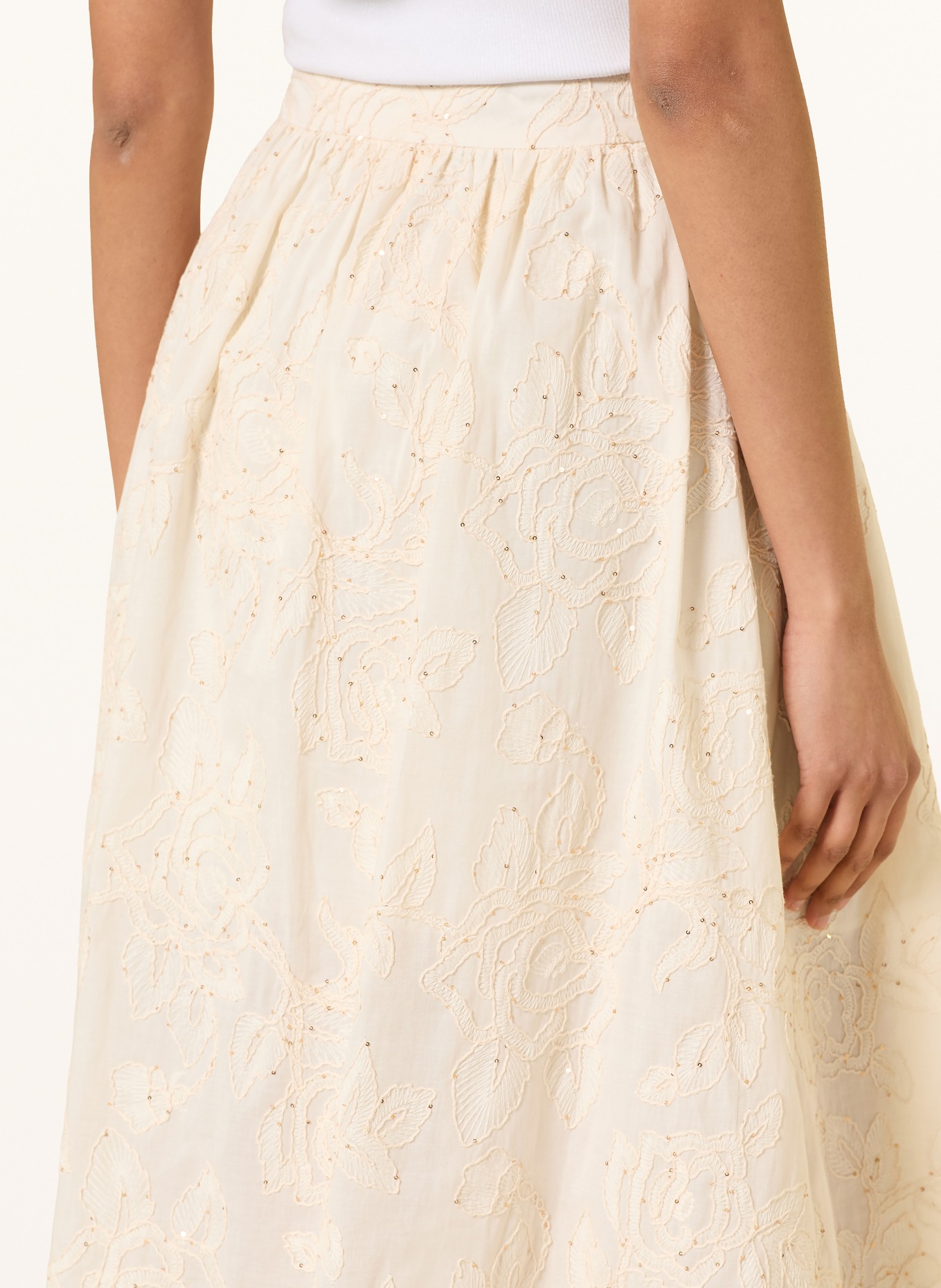 LIU JO Rock mit Pailletten: CREME / GOLD