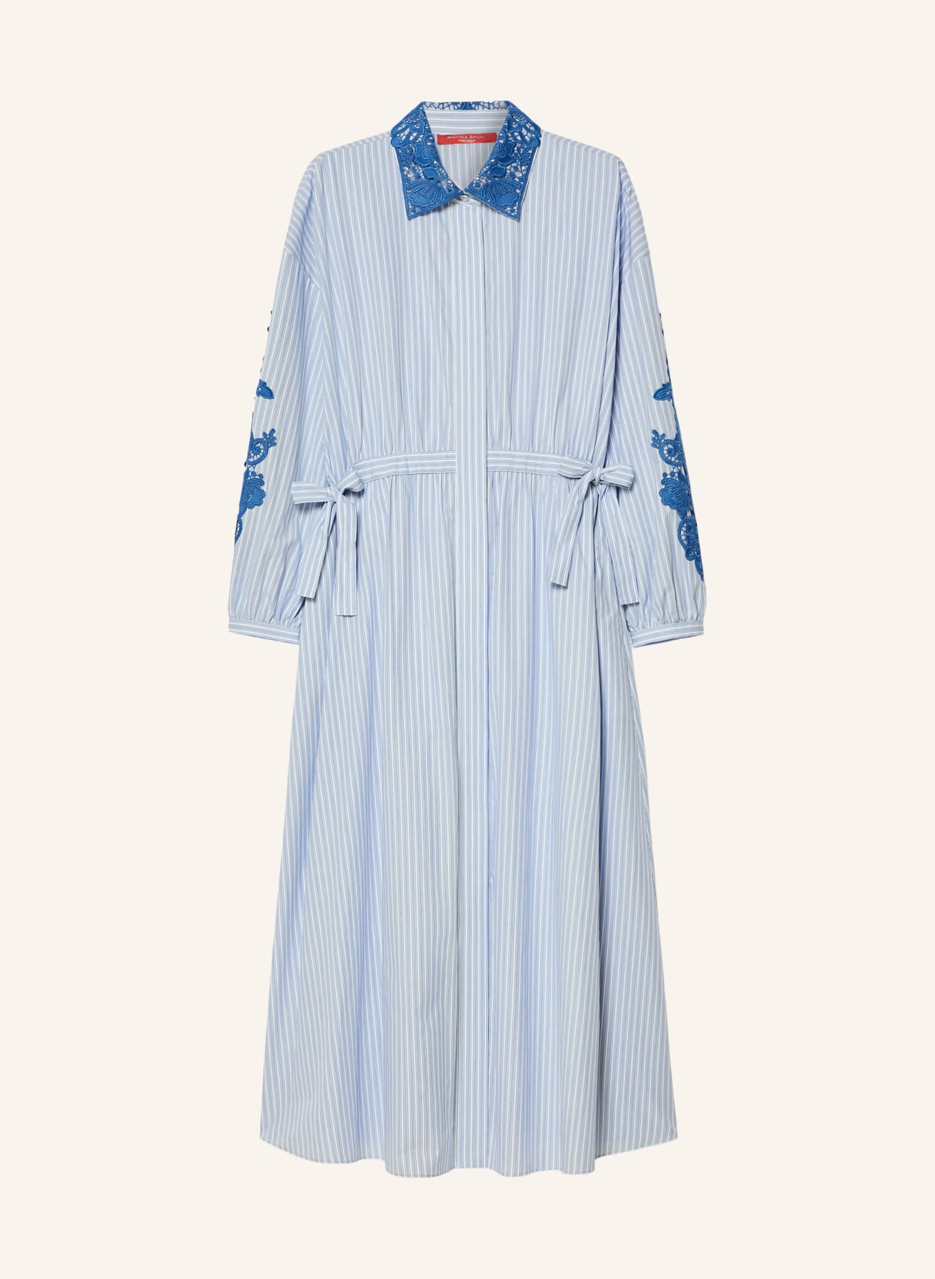 MARINA RINALDI Robe chemise CEPPO avec dentelle et pierres décoratives: BLEU / BLANC