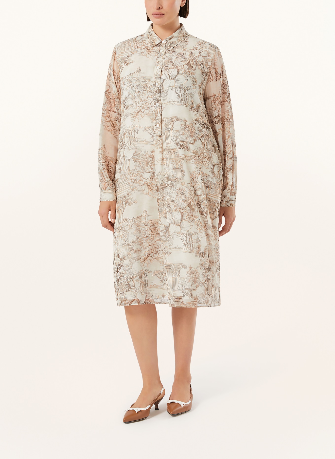 MARINA RINALDI Hemdblusenkleid MRSRISORSA: HELLBRAUN / BEIGE / GRAU