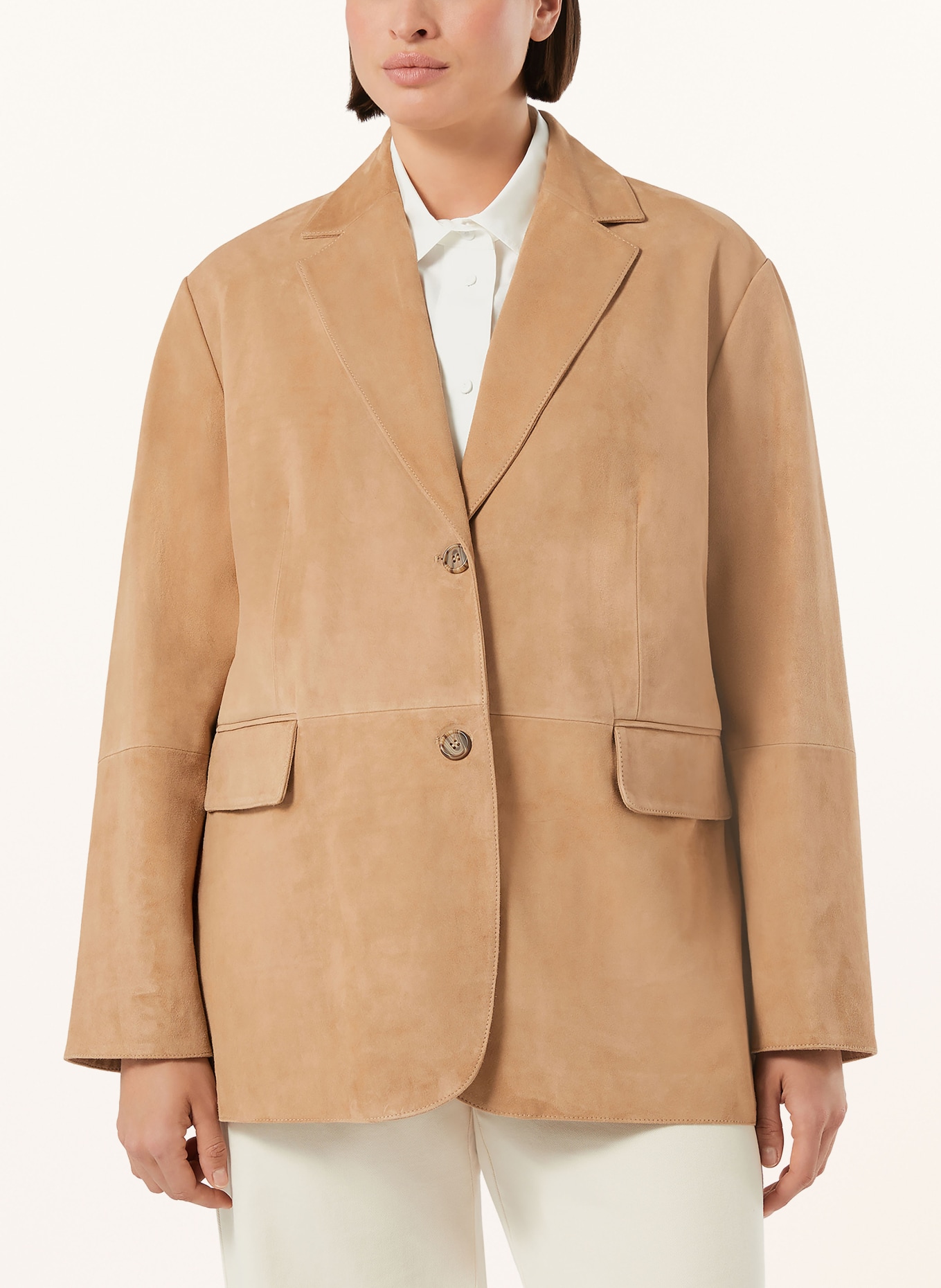 MARINA RINALDI Kožený blejzr SOLIVI: SVĚTLE HNĚDÁ