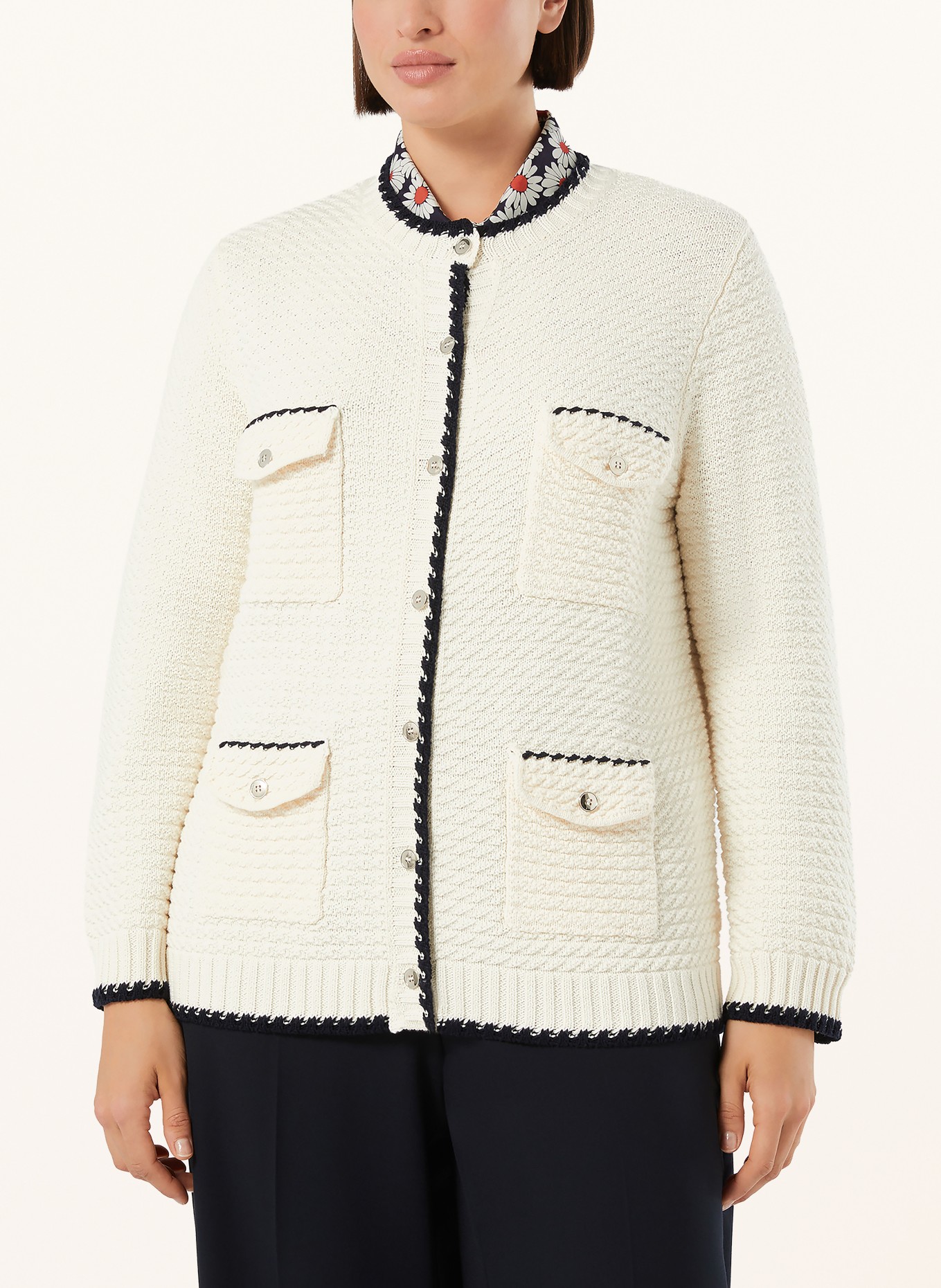 MARINA RINALDI Strickjacke ARMONY: CREME / SCHWARZ
