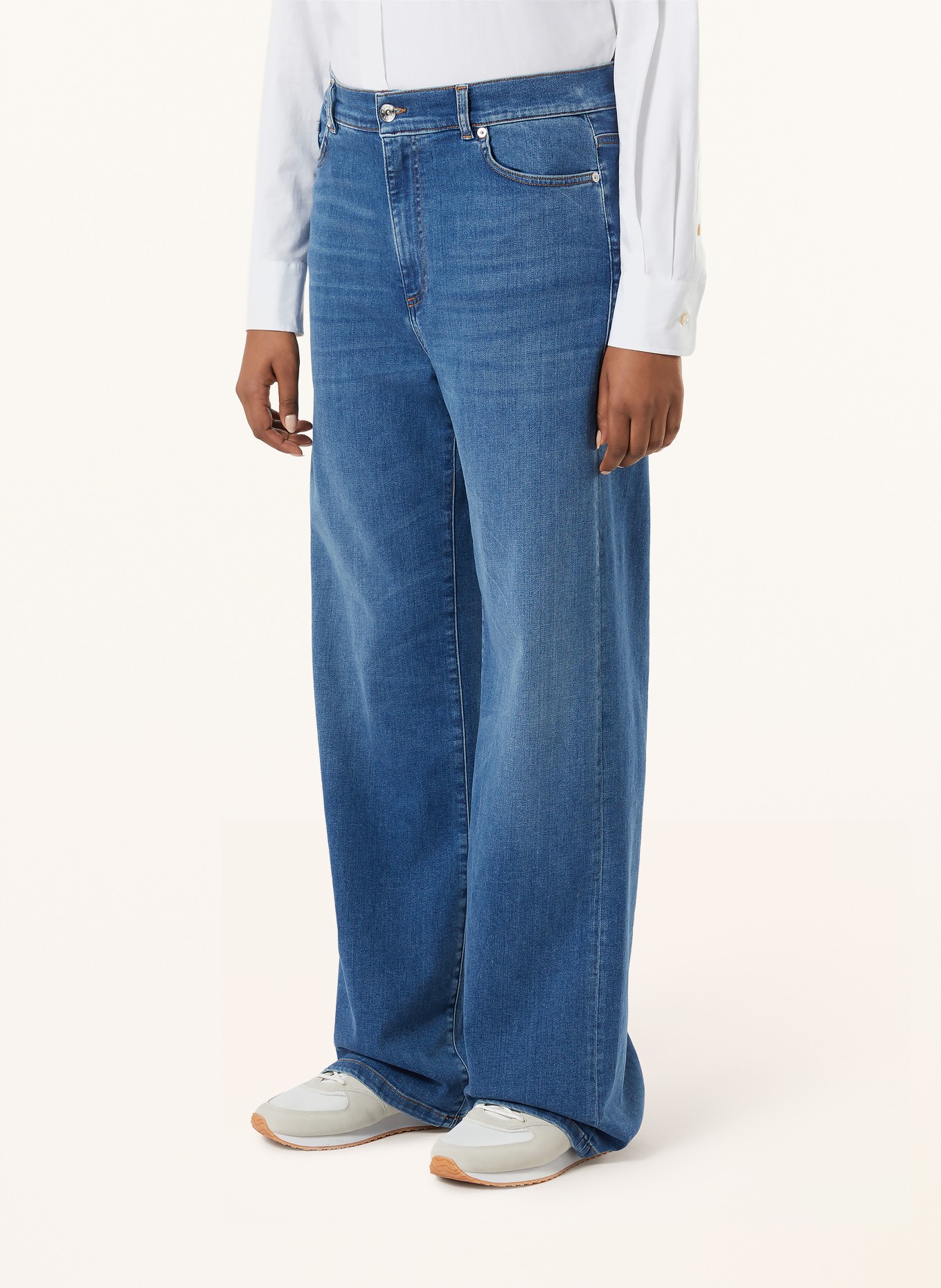 MARINA RINALDI Wide Leg Jeans VOLANTE: 006 NAVY