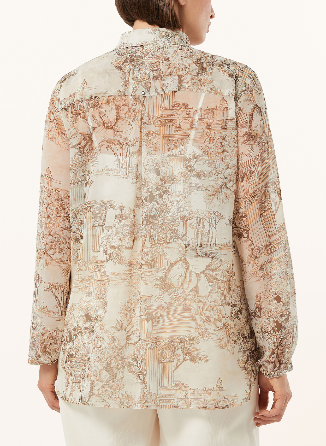 MARINA RINALDI Blouse shirt with gemstone trim: LIGHT BROWN / BEIGE / GRAY