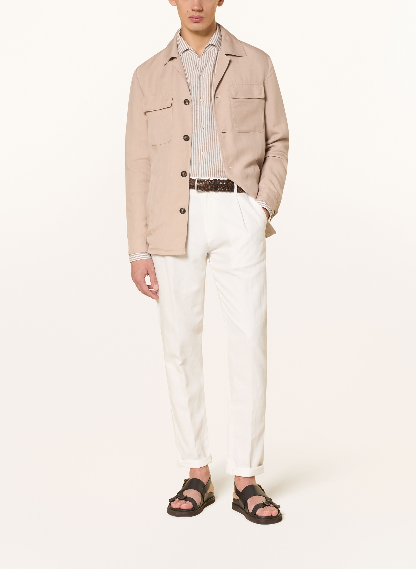 eleventy Oversized jacket with linen: BEIGE