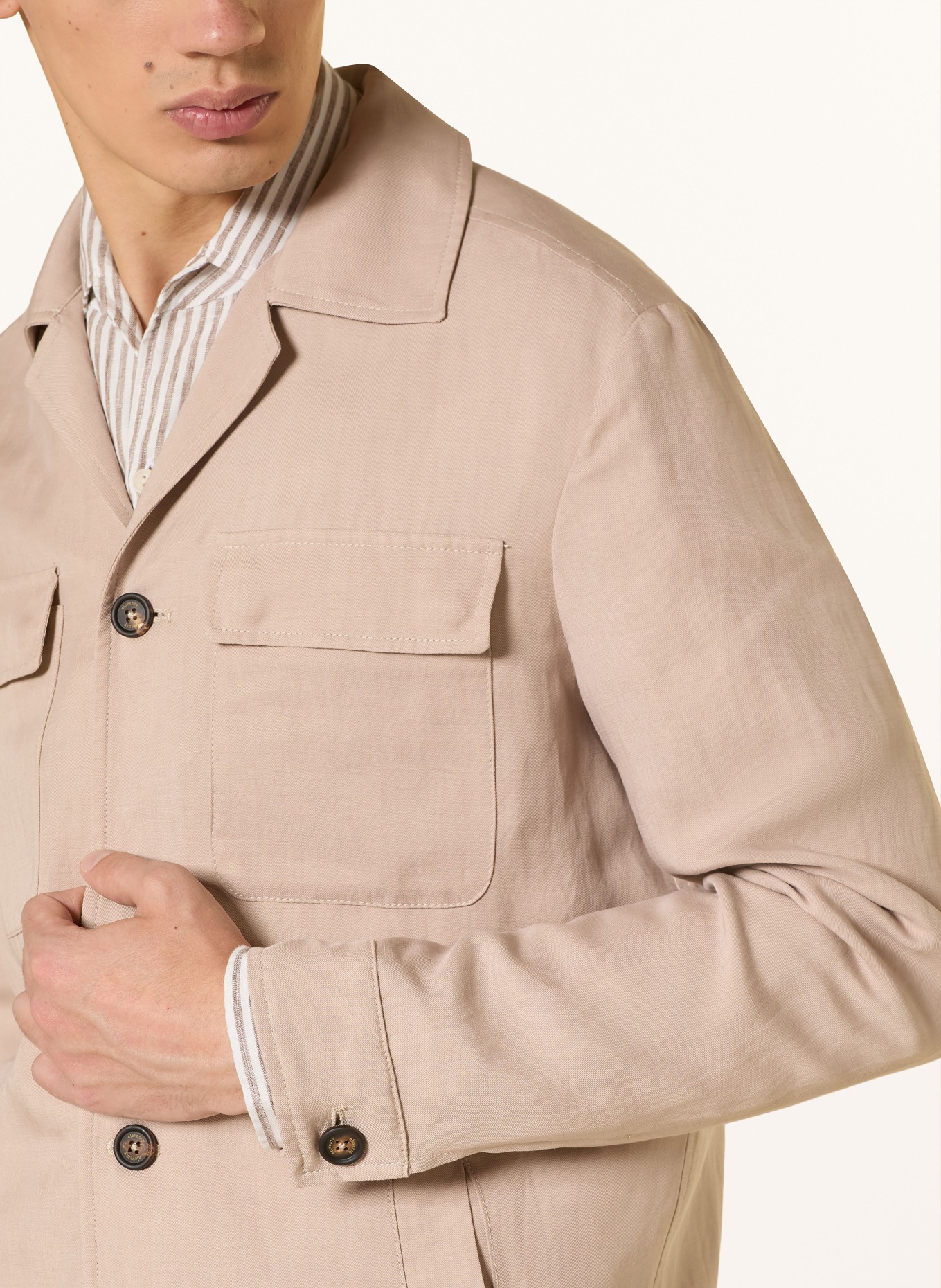 eleventy Oversized jacket with linen: BEIGE