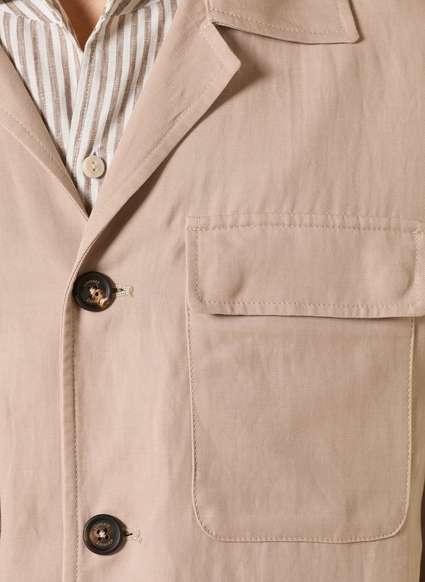 eleventy Oversized jacket with linen: BEIGE