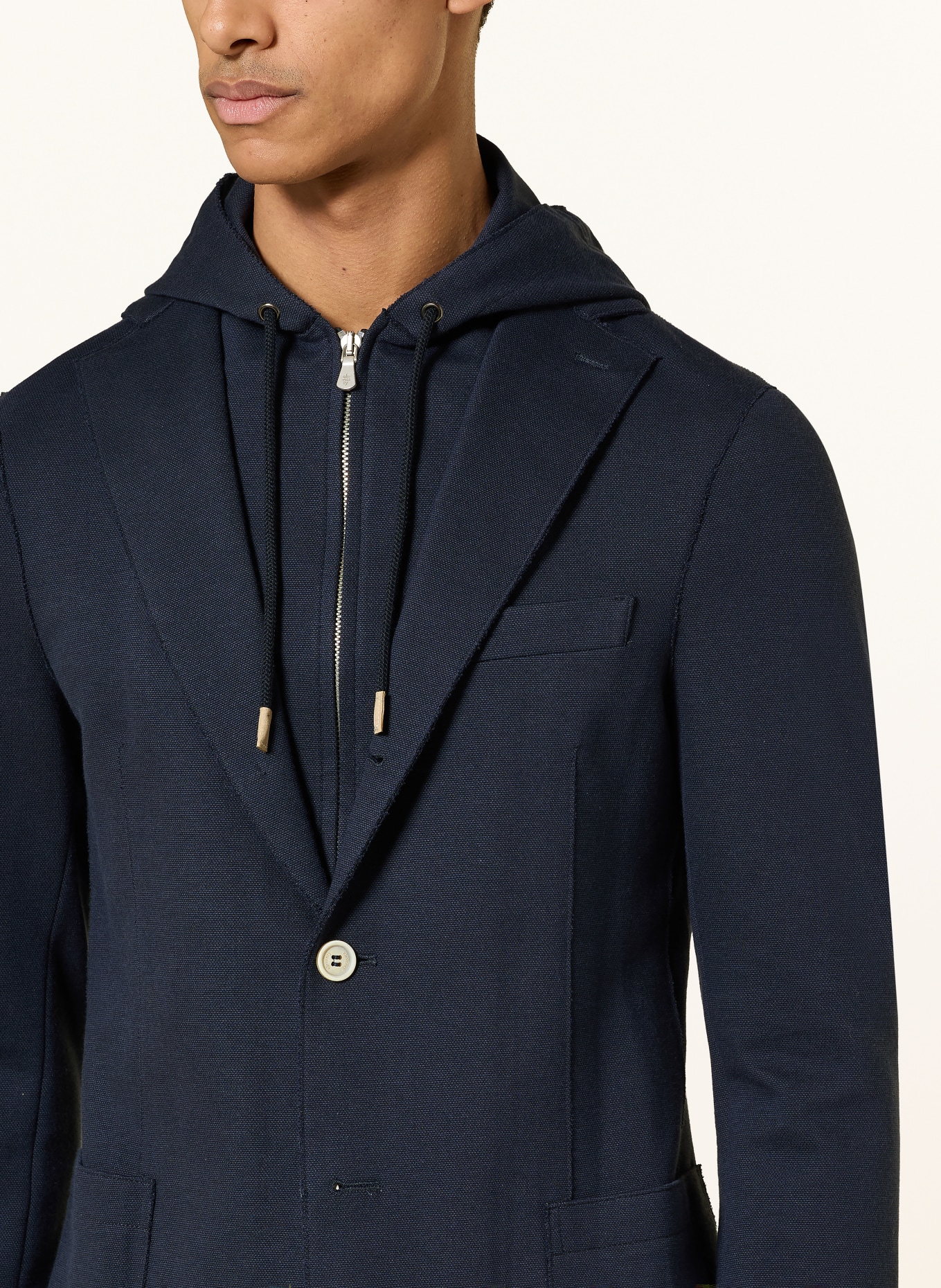 eleventy Veste en jersey coupe slim avec bande amovible: BLEU FONCÉ