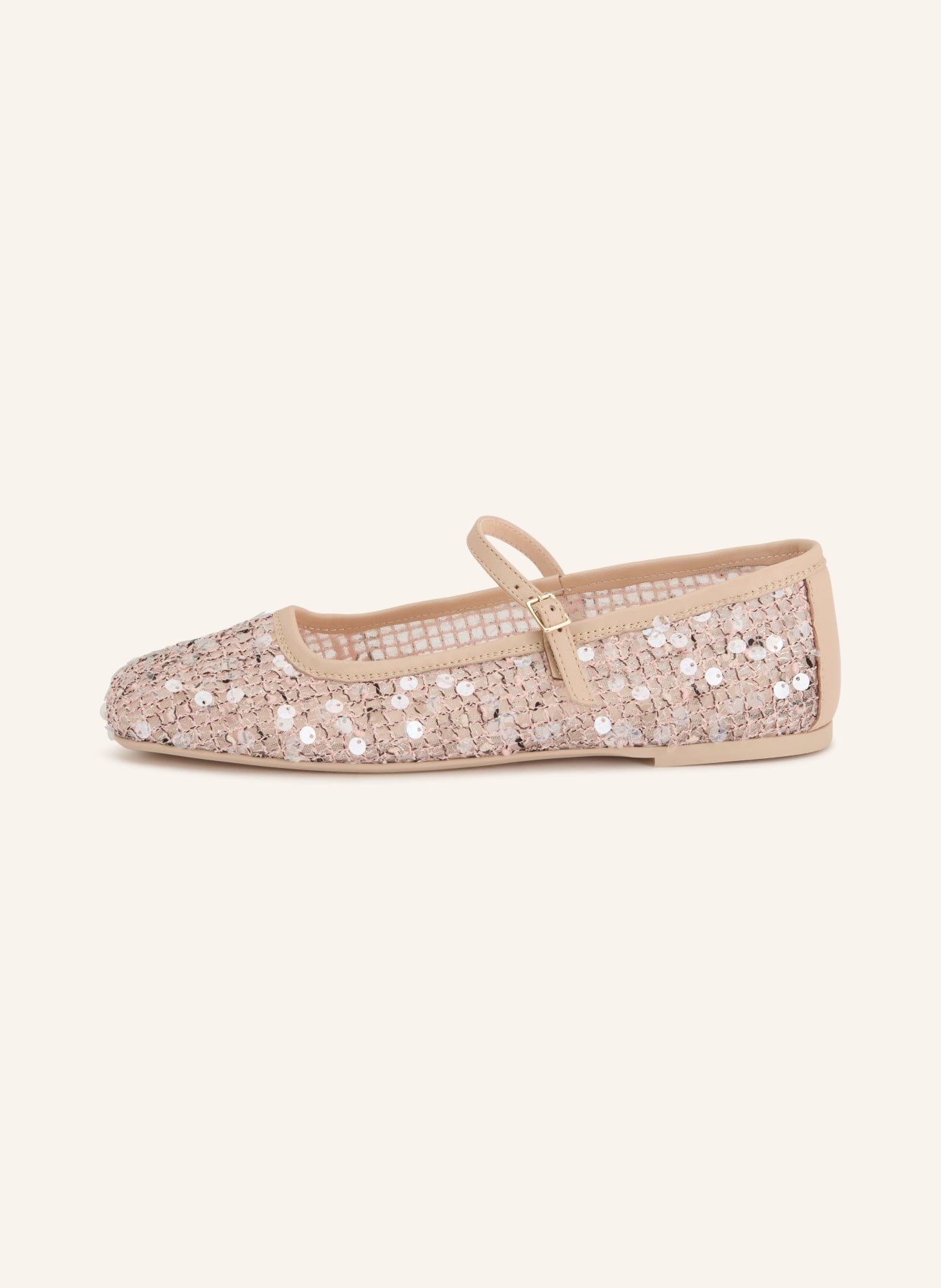 AGL Mary-Jane-Ballerinas CERAMIC MARY JANE mit Pailletten: BEIGE / GOLD / HELLROSA