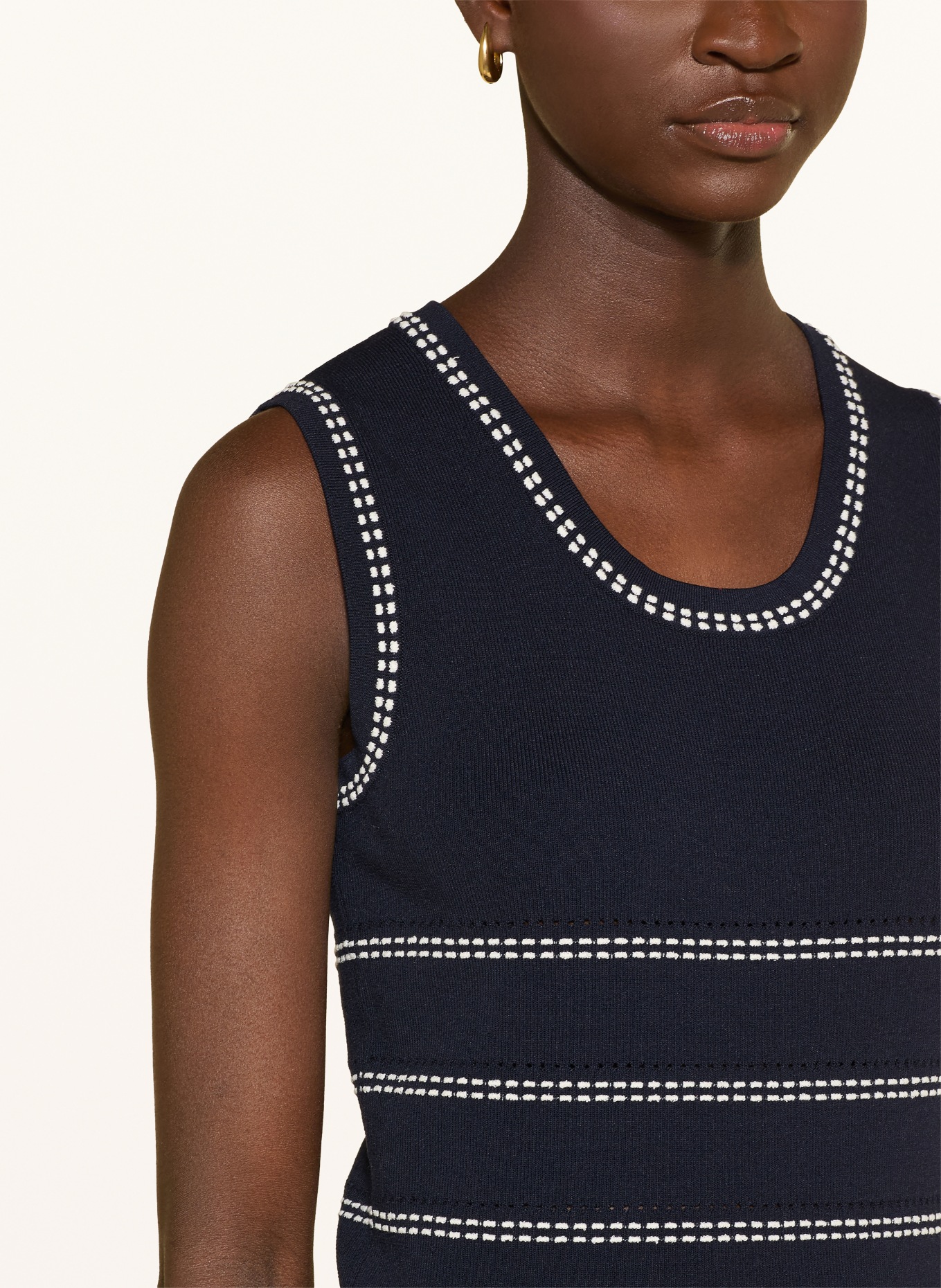 LIU JO Stricktop: DUNKELBLAU / WEISS