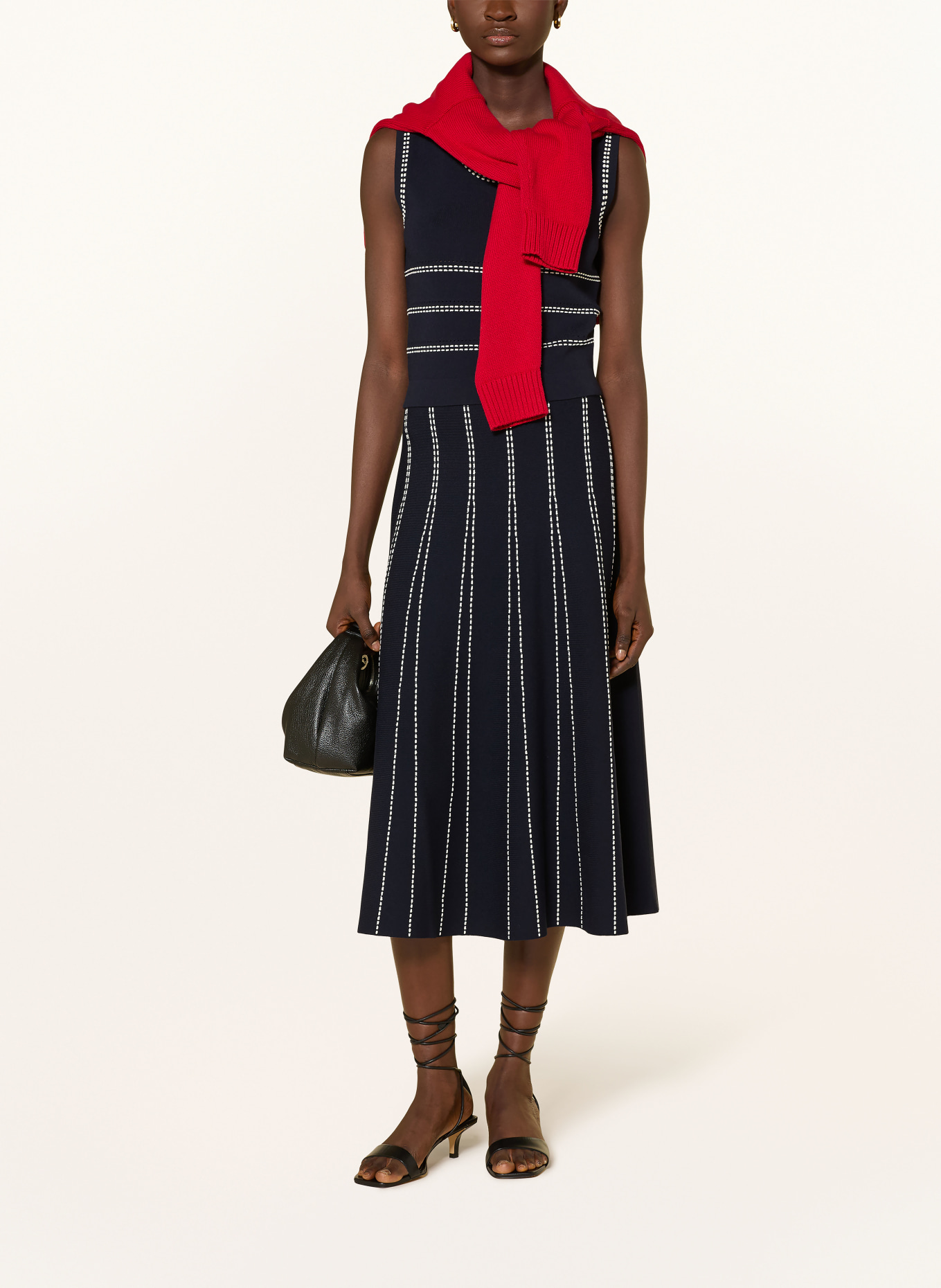 LIU JO jupe en tricot: BLEU FONCÉ / BLANC