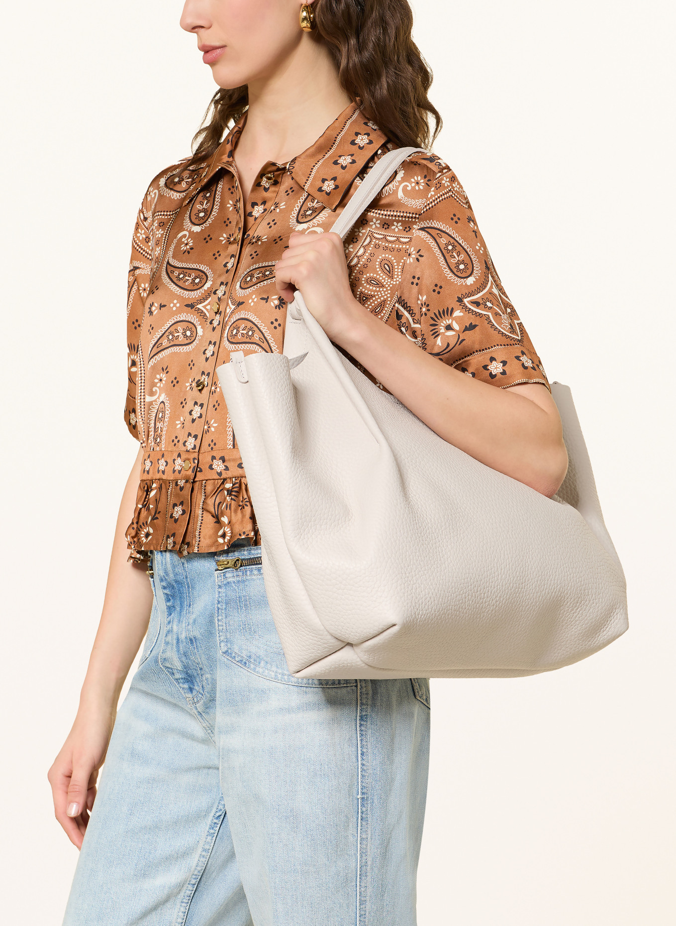 GIANNI CHIARINI DUA XL shopper with pouch: CREAM
