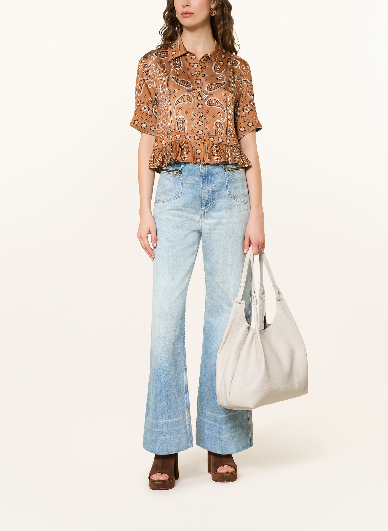 GIANNI CHIARINI DUA XL shopper with pouch: CREAM