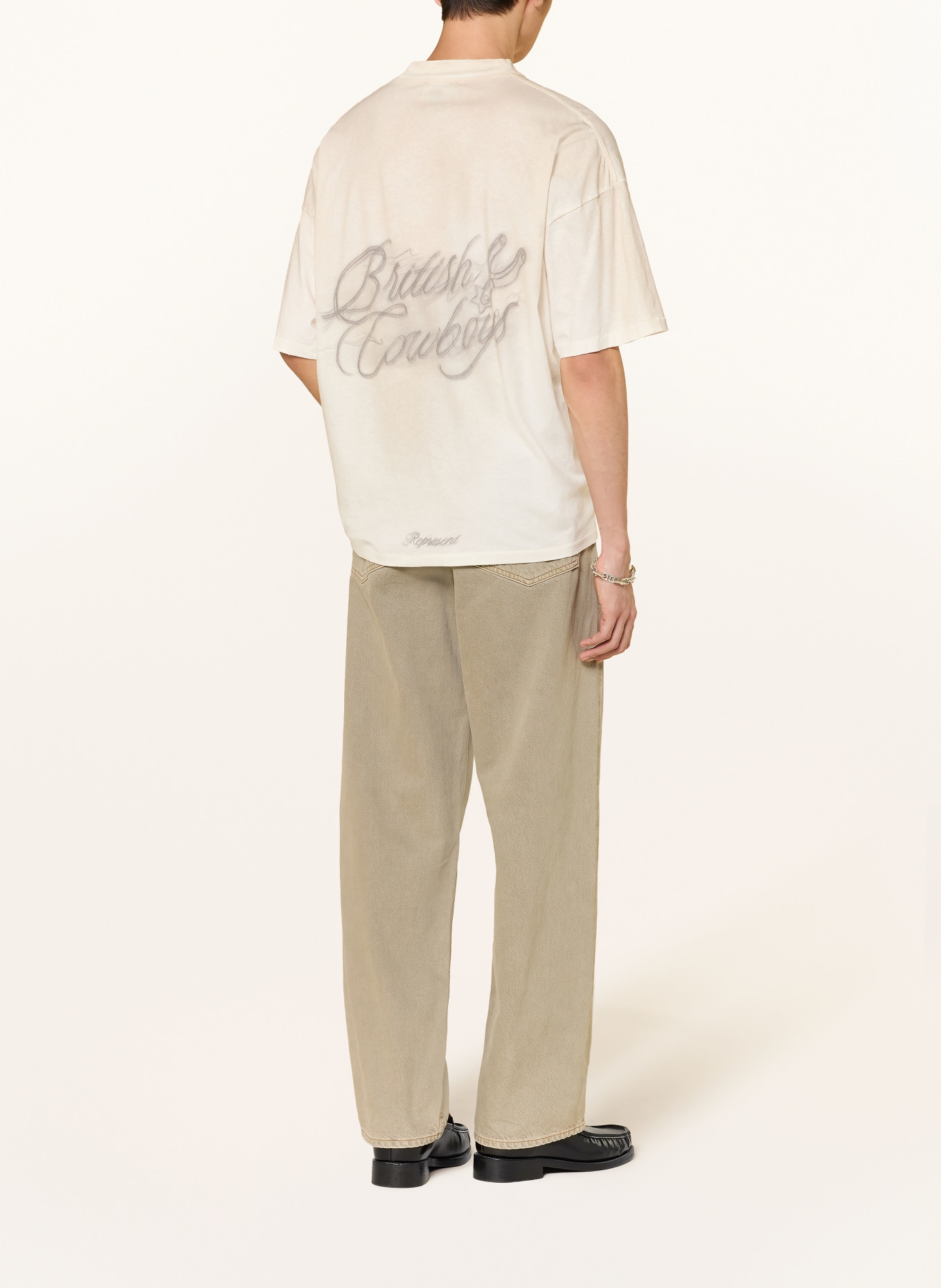 REPRESENT T-Shirt mit Nieten: BEIGE / ORANGE / SCHWARZ