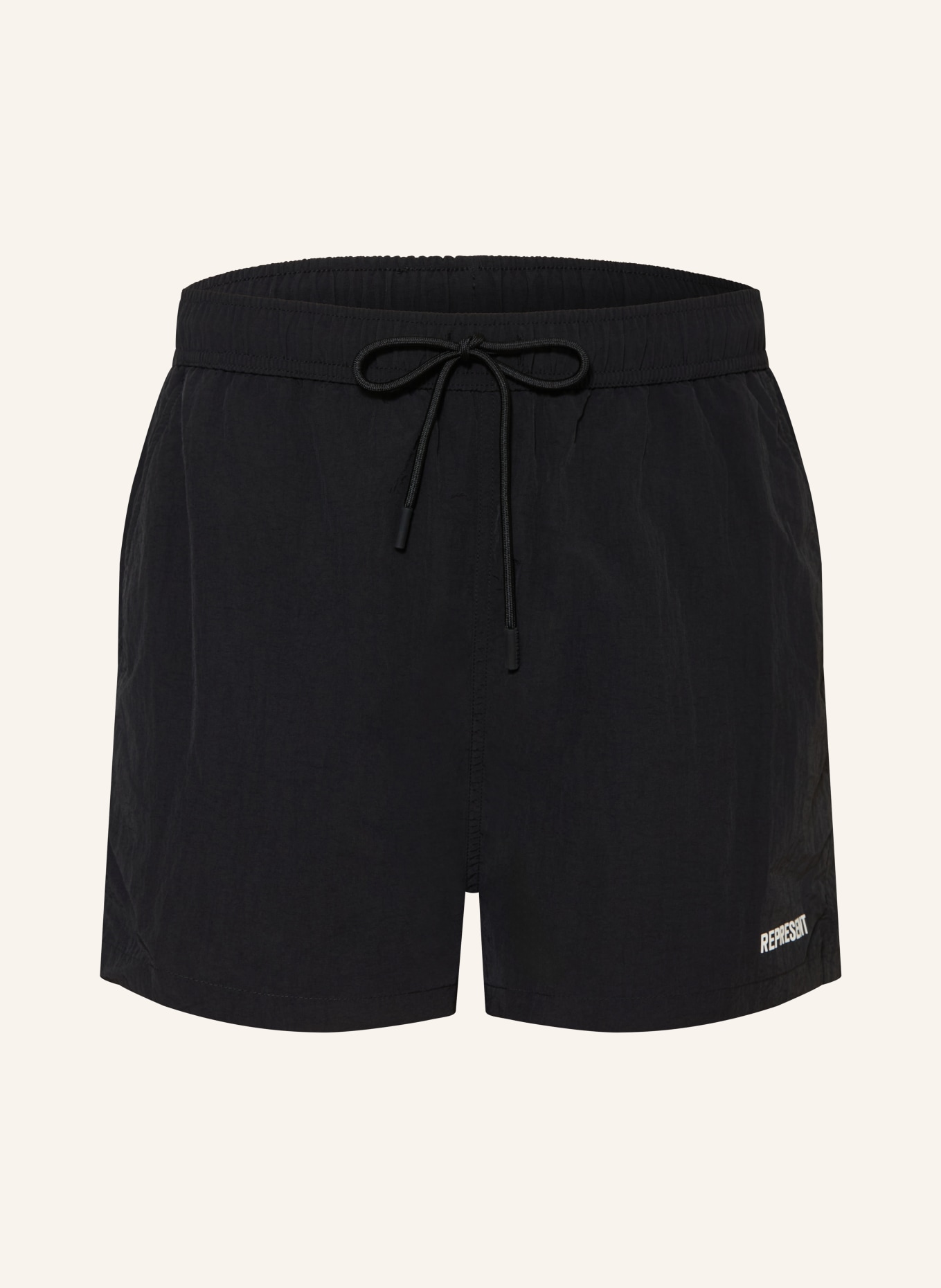 REPRESENT swim shorts: BLACK / WHITE