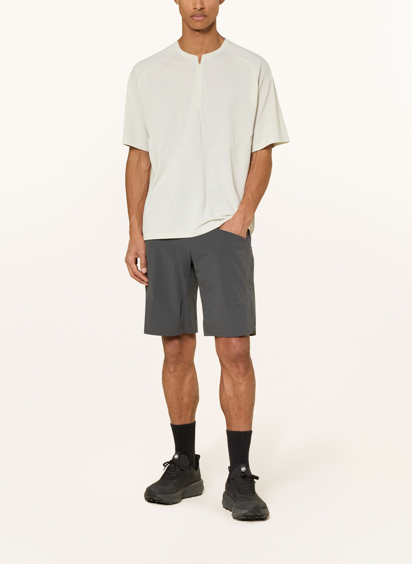 MAMMUT Functioneel shirt LIGHT FL HALF ZIP: ECRU / GRIJS