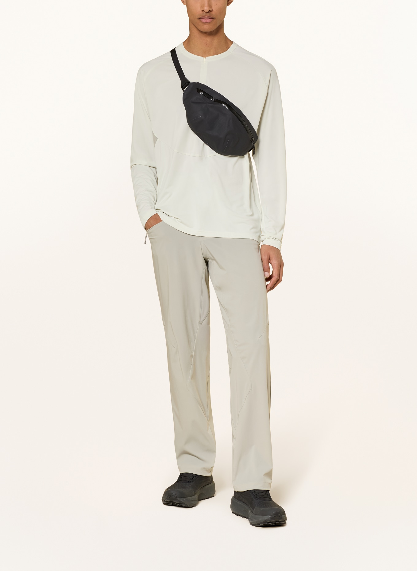 MAMMUT T-shirt met lange mouwen LIGHT FL HALF ZIP: ECRU / GRIJS