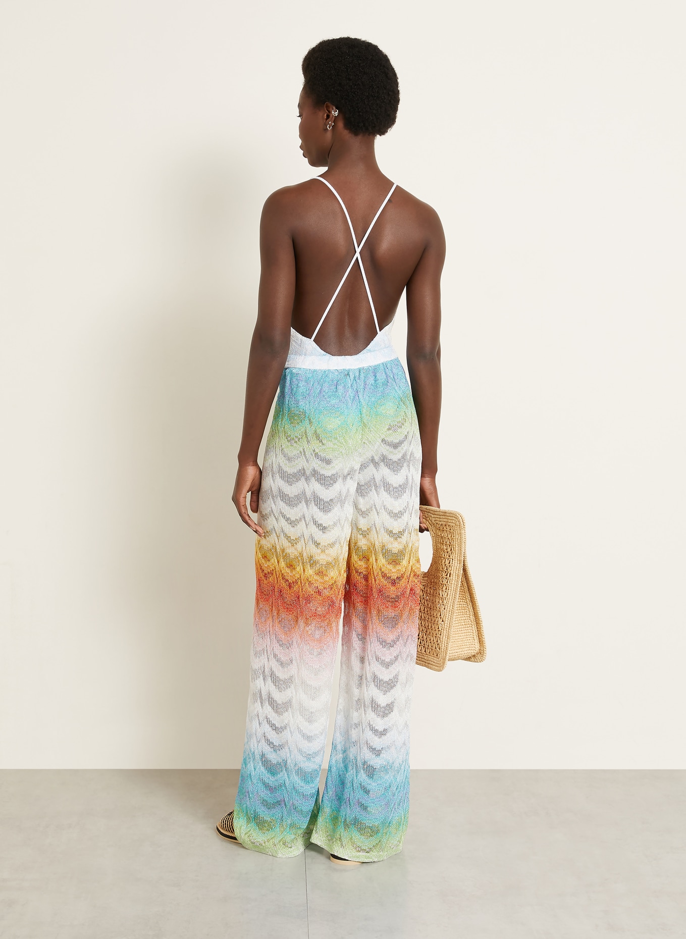 MISSONI Gebreide broek met glinsterend garen: TURQUOISE / ROOD / WIT