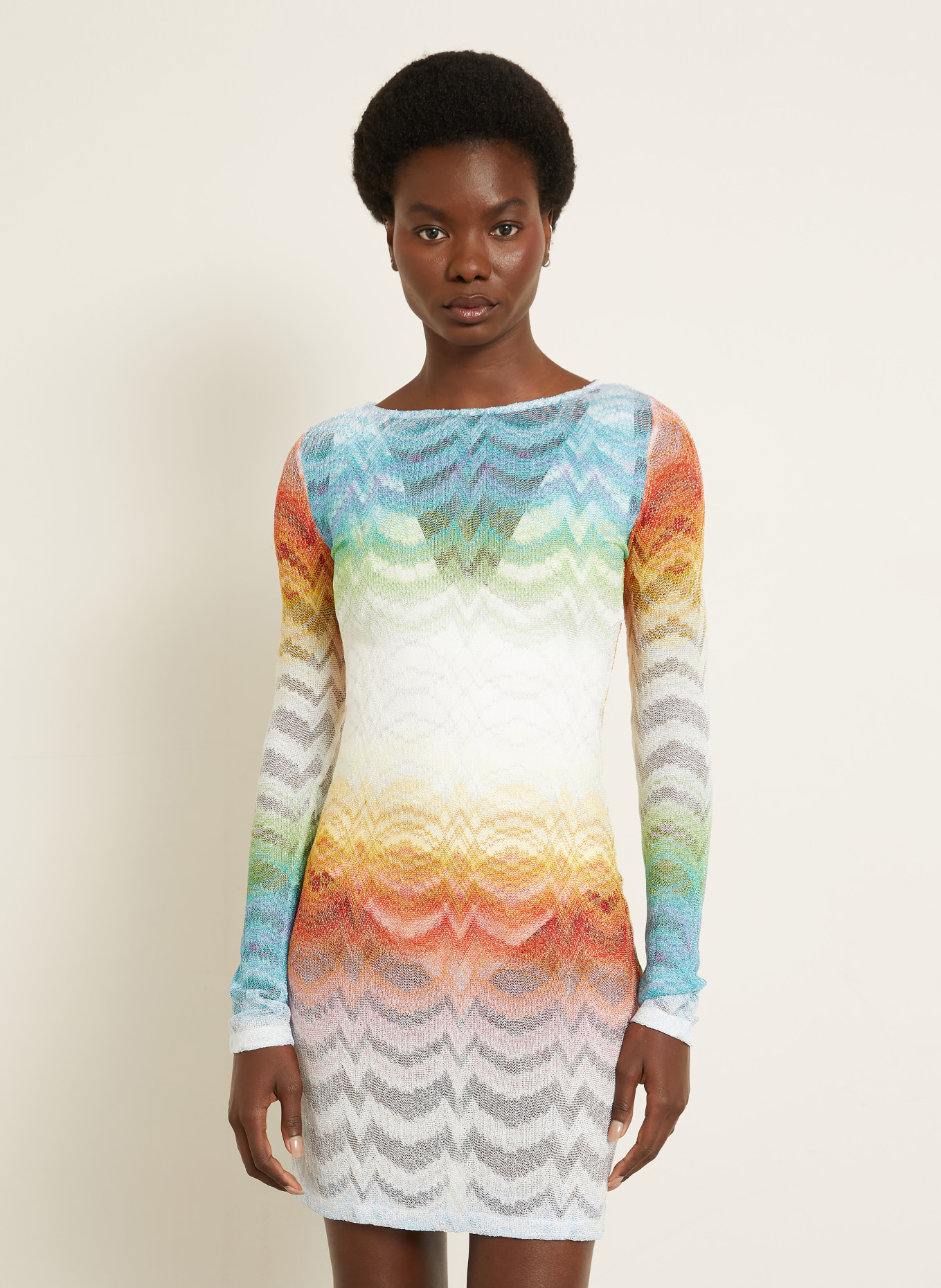 MISSONI Sukienka plażowa z błyszczącą nicią: JASNONIEBIESKI / POMARAŃCZOWY / BIAŁY