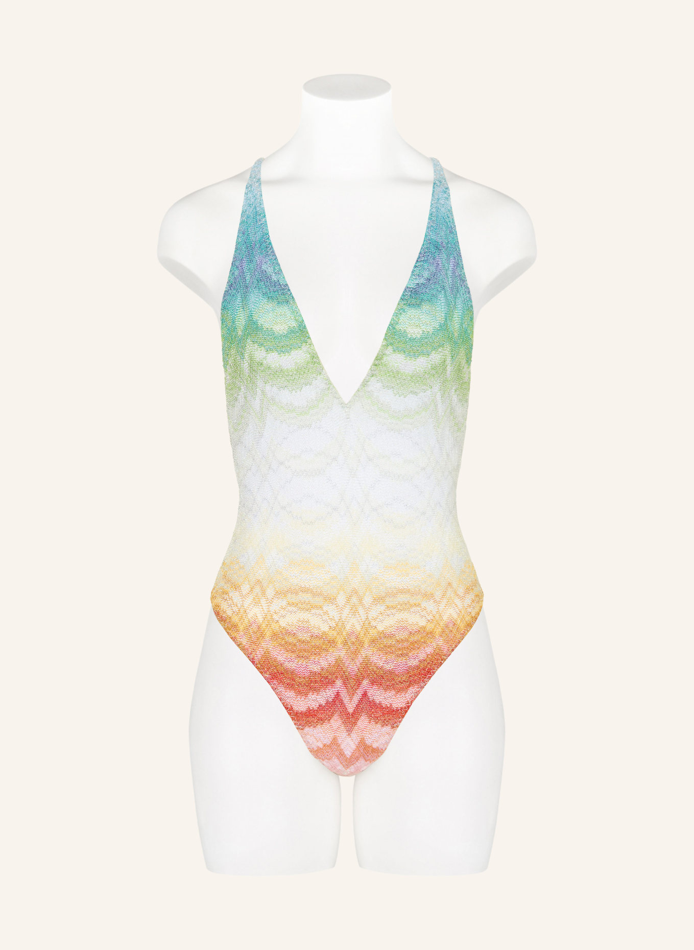 MISSONI Maillot de bain avec fil pailleté: VERT / ORANGE / BLANC