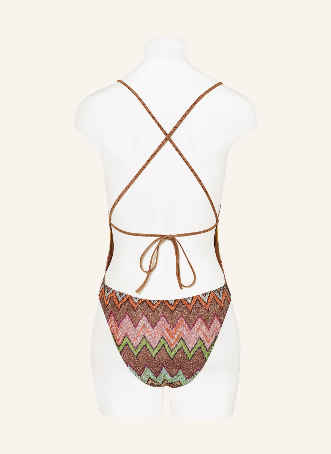 MISSONI Badeanzug mit Glitzergarn: BRAUN / DUNKELGELB / MINT