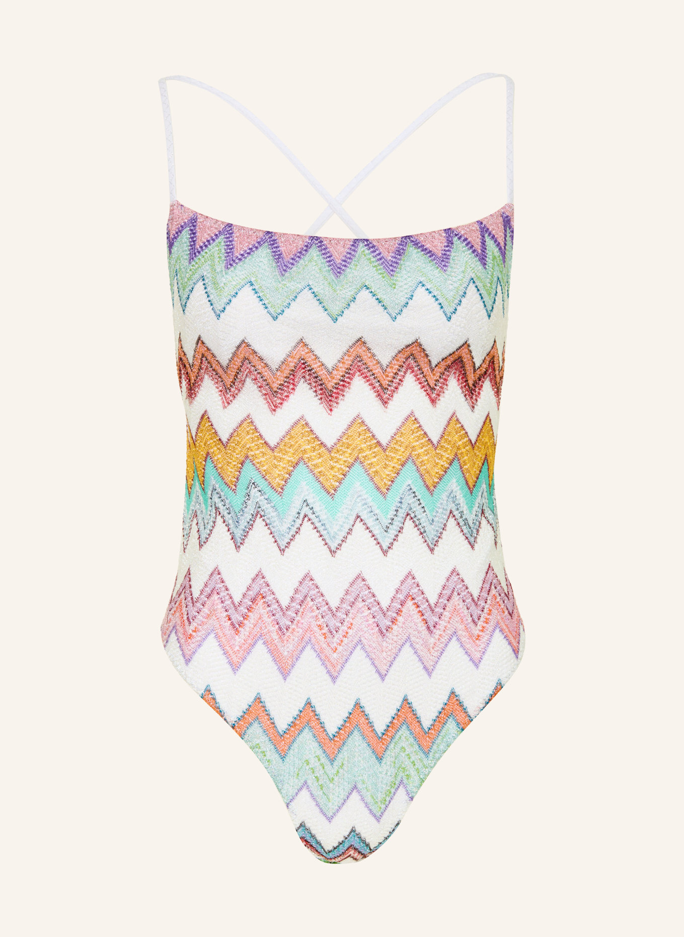 MISSONI Badeanzug mit Glitzergarn: ORANGE / DUNKELGELB / WEISS