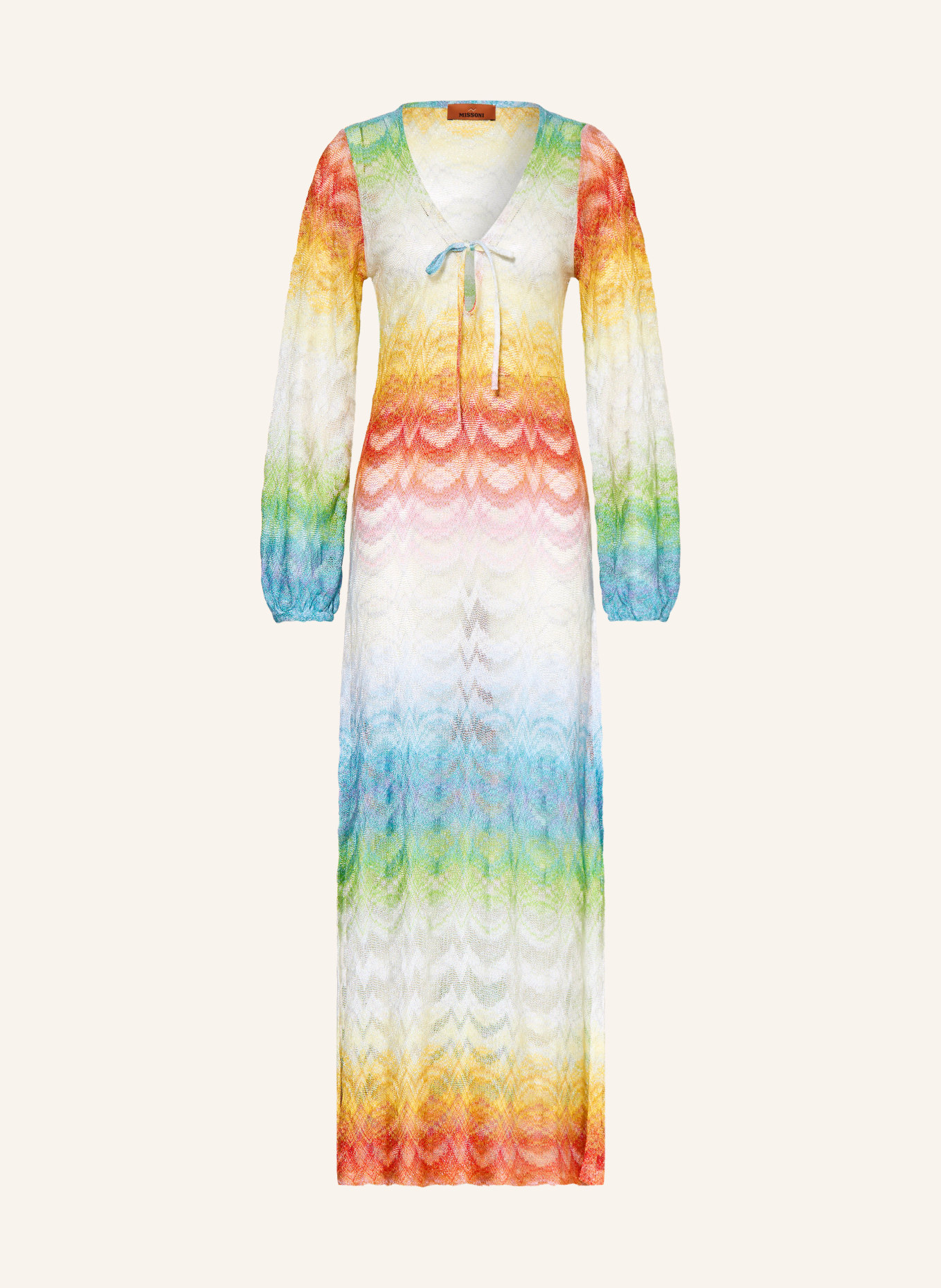 MISSONI Strandkleid mit Glitzergarn: TÜRKIS / ORANGE / WEISS