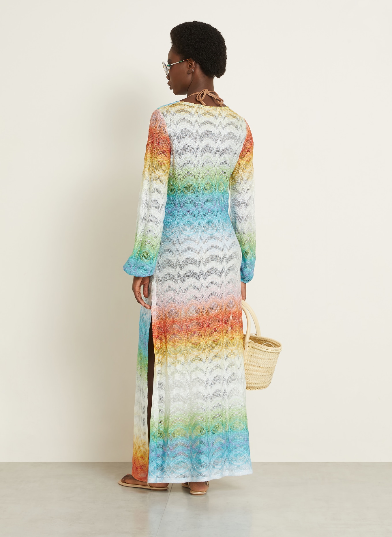 MISSONI Strandkleid mit Glitzergarn: TÜRKIS / ORANGE / WEISS