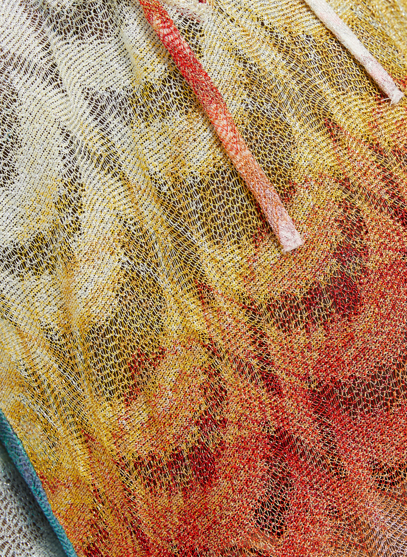 MISSONI Strandkleid mit Glitzergarn: TÜRKIS / ORANGE / WEISS