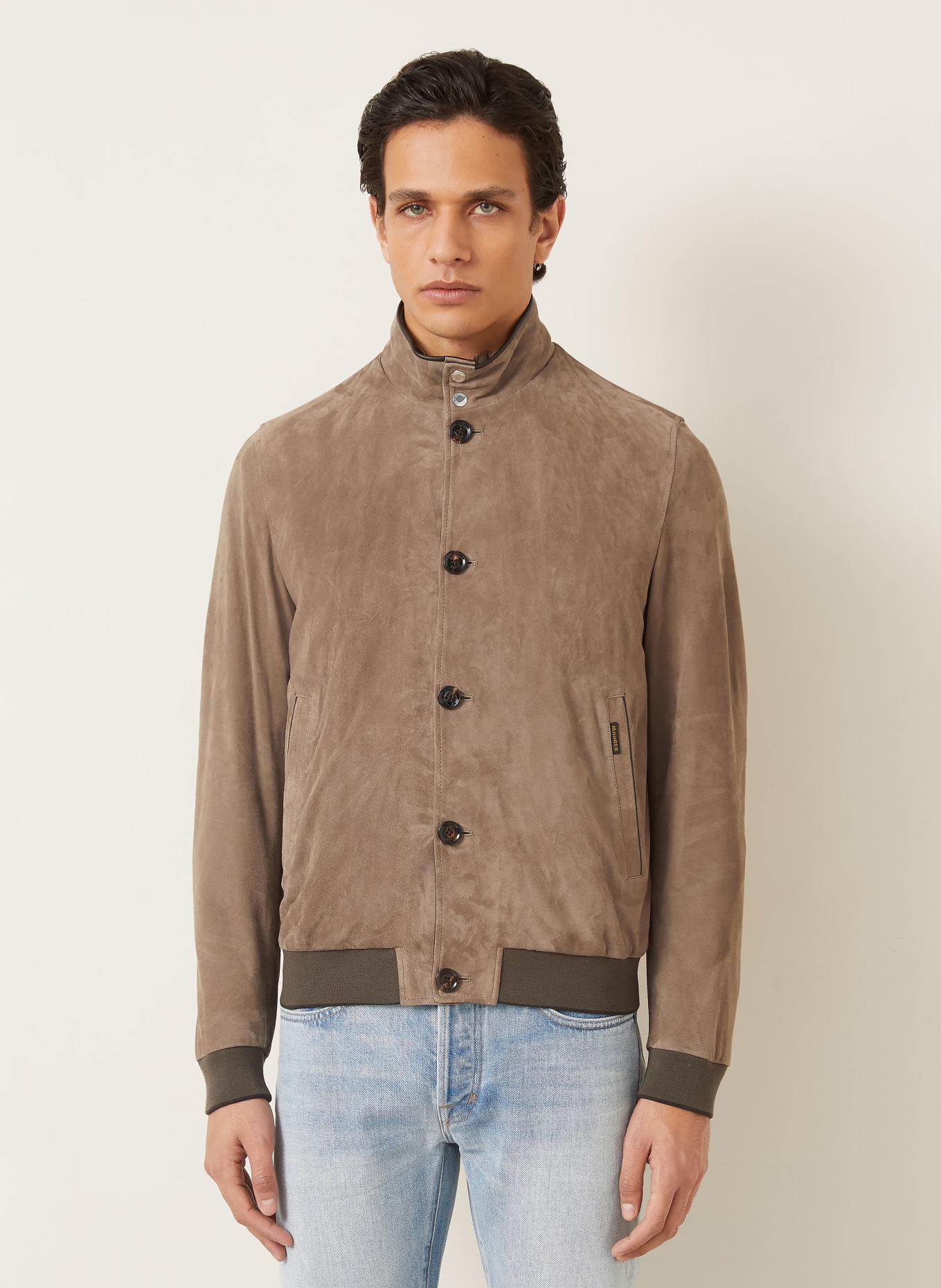 MOORER Skórzana kurtka BERNIE z odpinanym kołnierzem: SZAROBRĄZOWY / CIEMNOBRĄZOWY