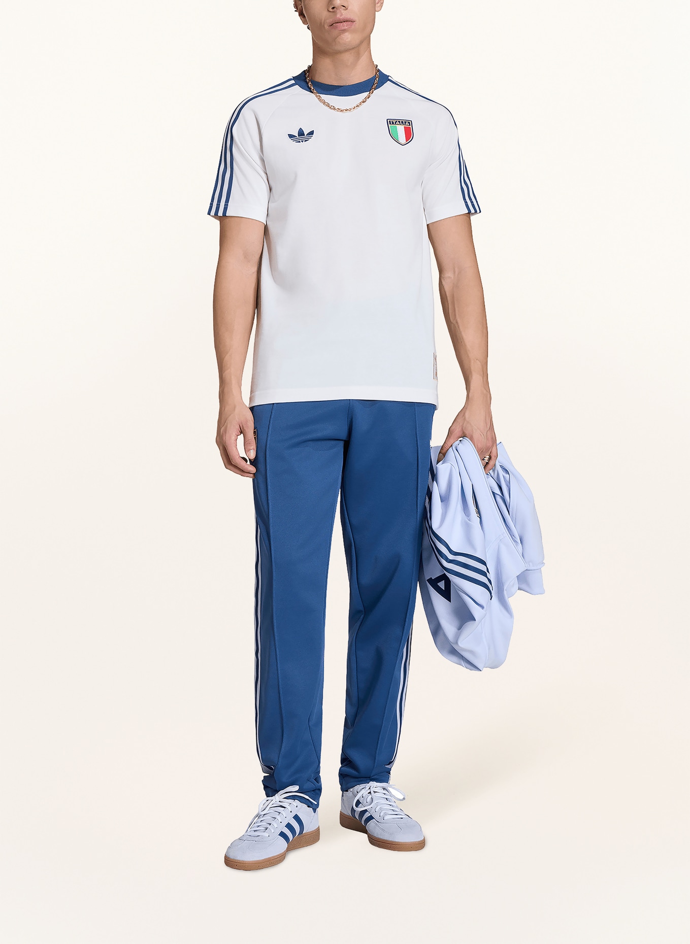 adidas T-Shirt ITALIEN ORIGINALS: WEISS / GOLD / BLAU