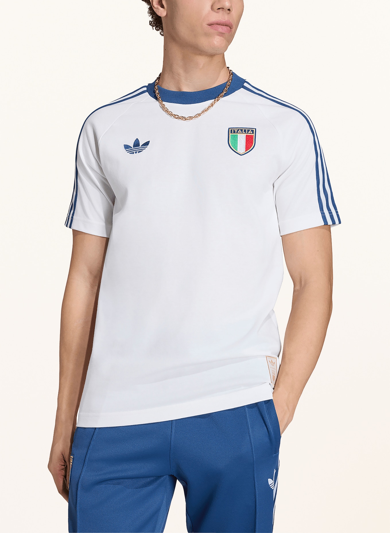 adidas T-Shirt ITALIEN ORIGINALS: WEISS / GOLD / BLAU