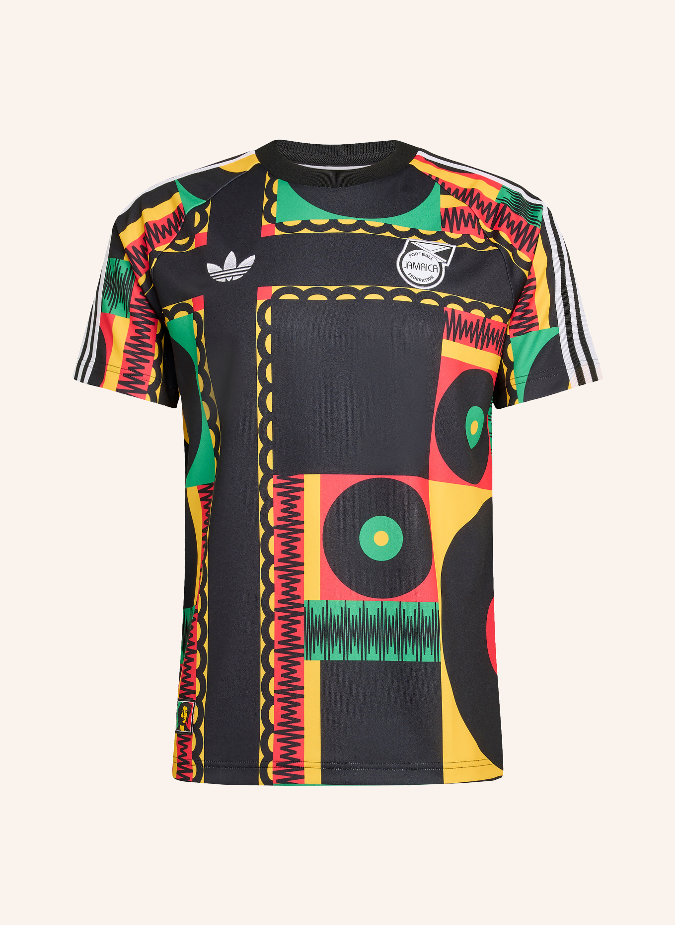 adidas Koszulka piłkarska JAMAIKA 26 X BOB MARLEY: CZARNY / CZERWONY / CIEMNOŻÓŁTY