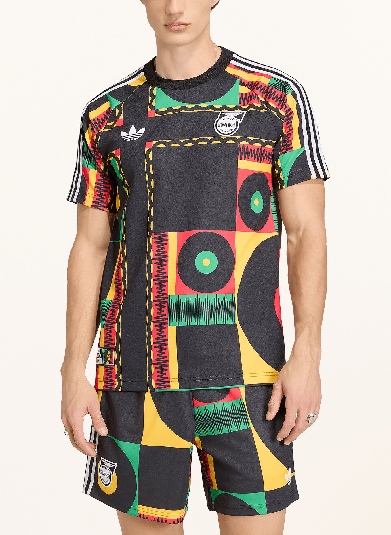 adidas Koszulka piłkarska JAMAIKA 26 X BOB MARLEY: CZARNY / CZERWONY / CIEMNOŻÓŁTY