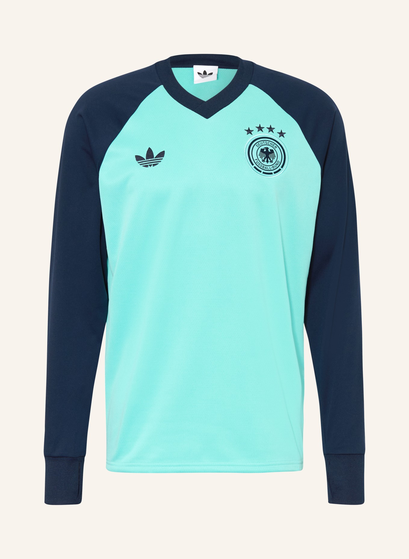 adidas Koszulka rozgrzewkowa NIEMCY 26 PRE-MATCH: MIĘTOWY / GRANATOWY