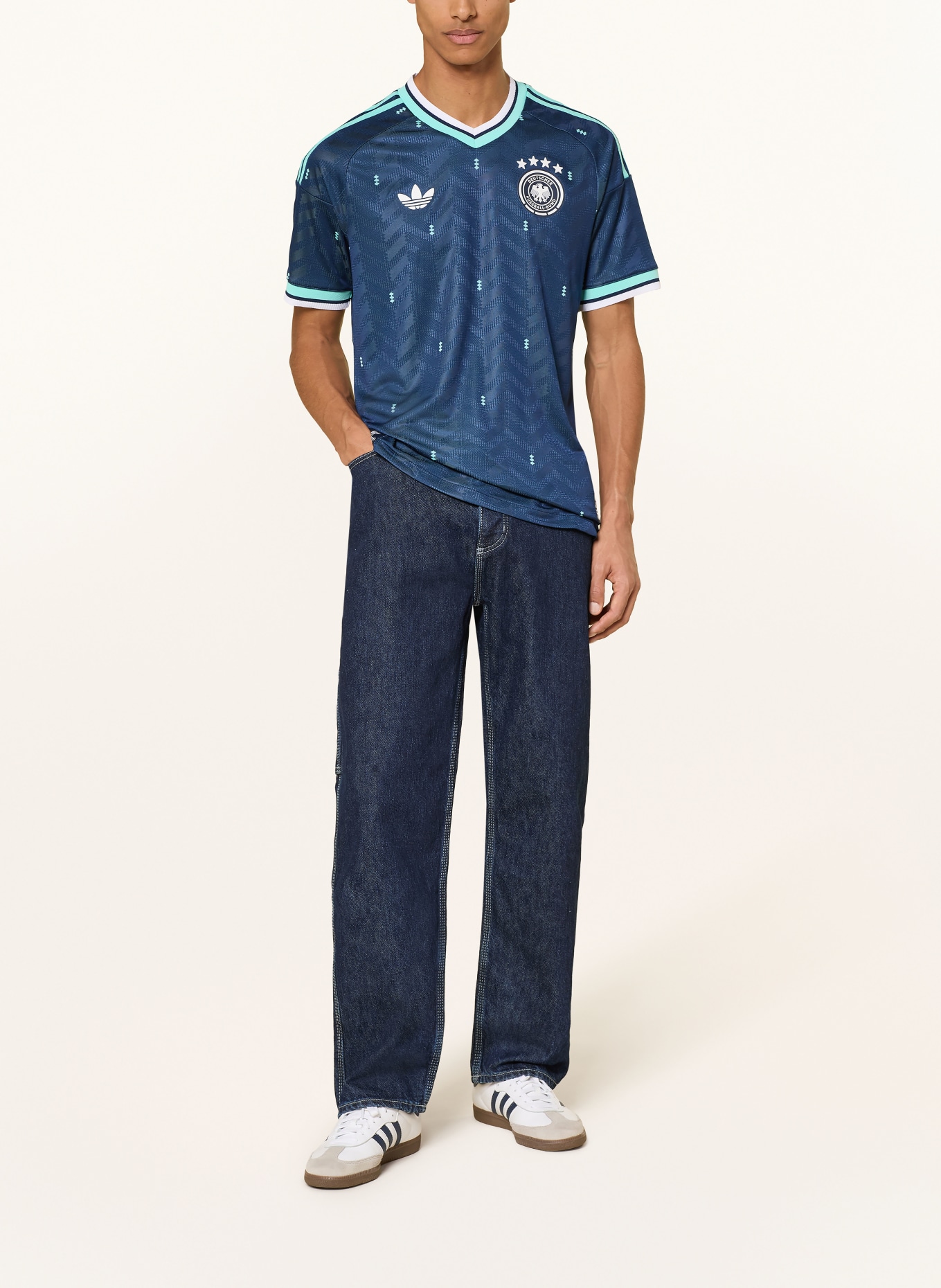 adidas Koszulka wyjazdowa NIEMCY 26 AUTHENTIC: GRANATOWY / MIĘTOWY / BIAŁY