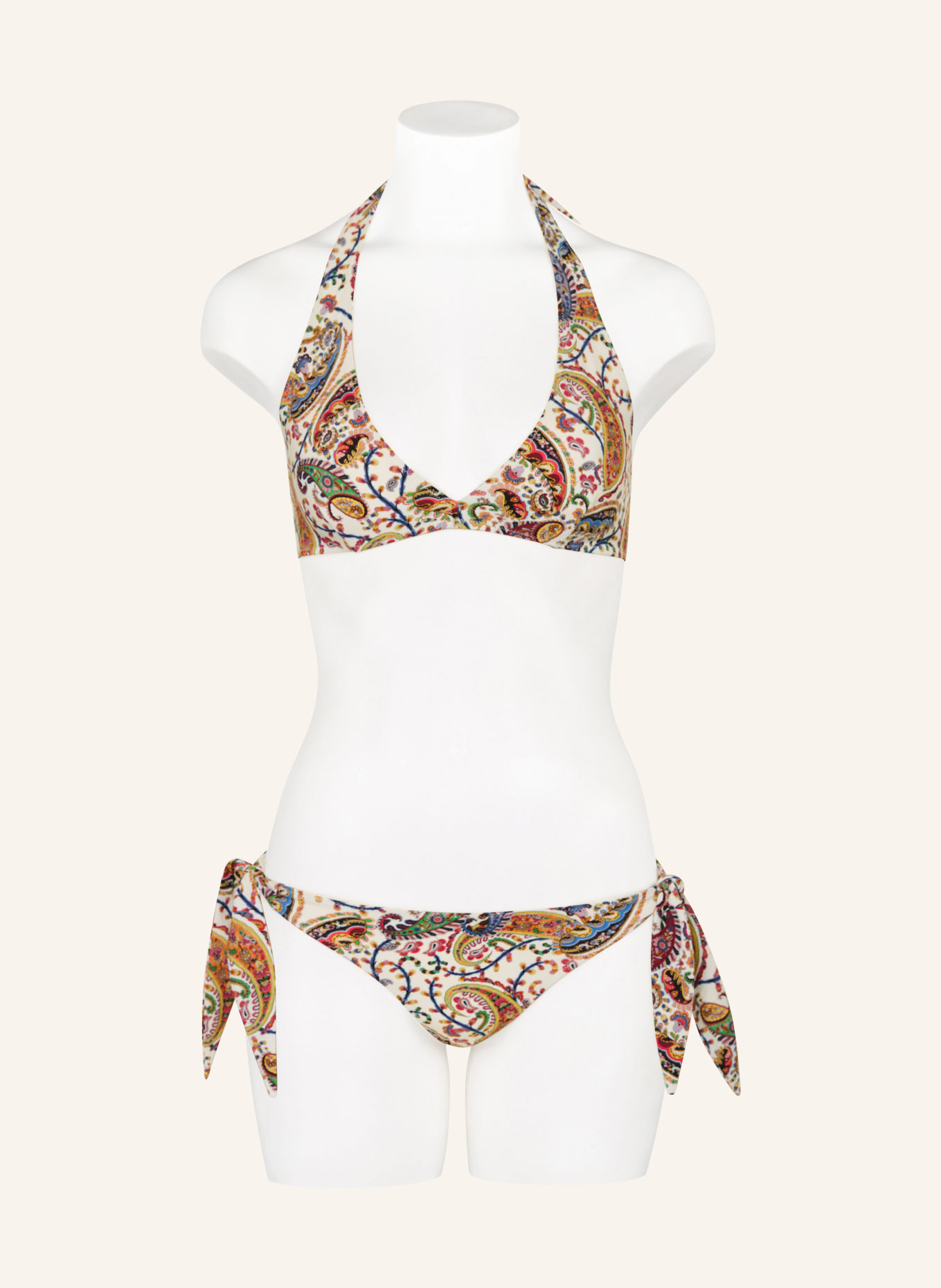ETRO Bikini met halternek: ECRU / ORANJE / BLAUW