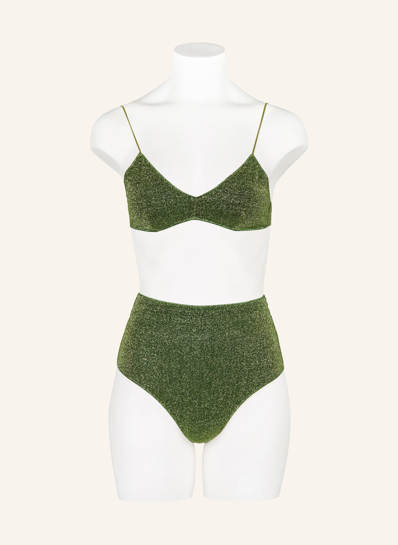 Oséree Triangelbikini LUMIERE met glittergaren: GROEN / GOUD