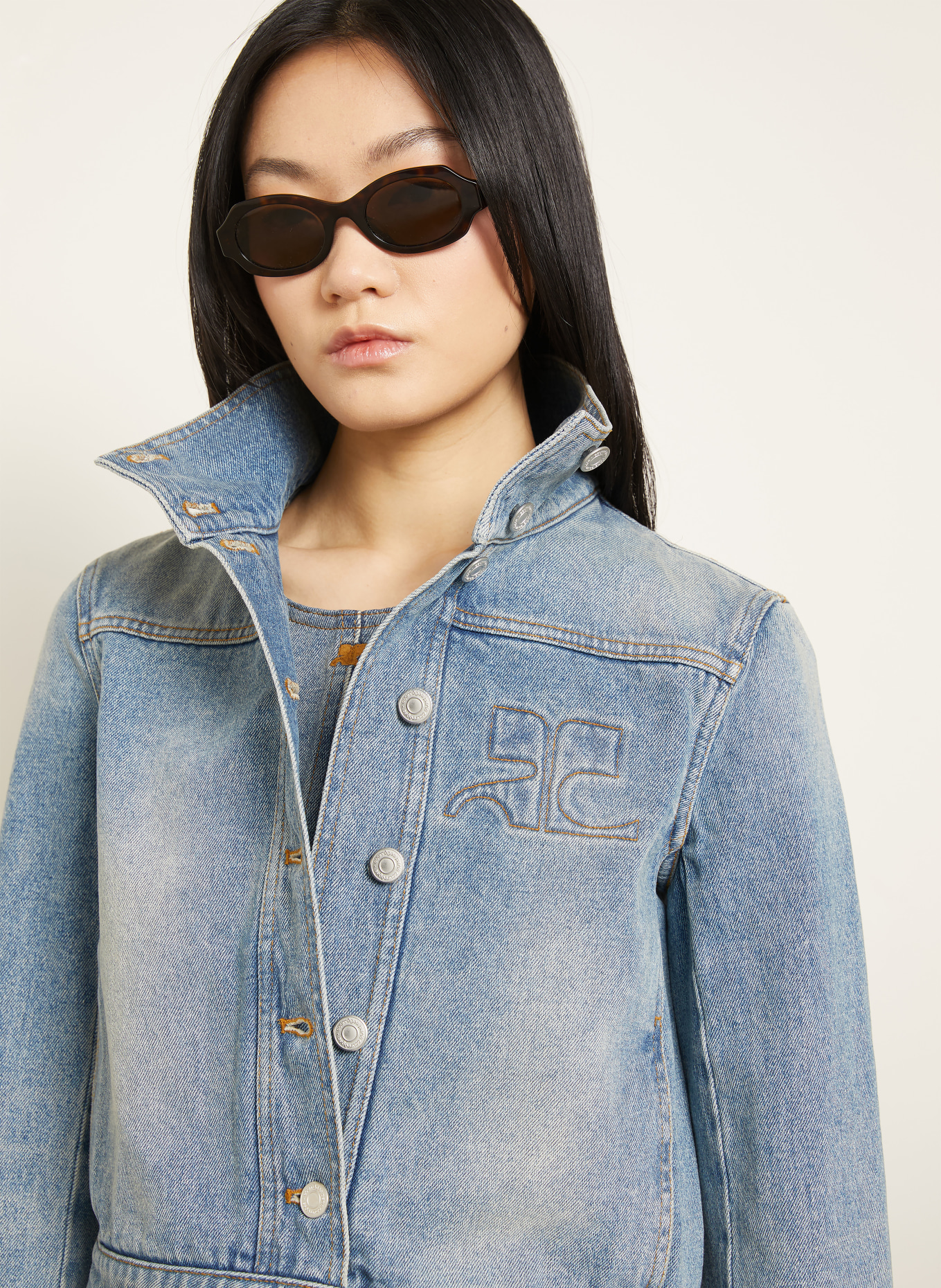Courrèges denim jacket: 7055 DENIM BLEU DELAVE
