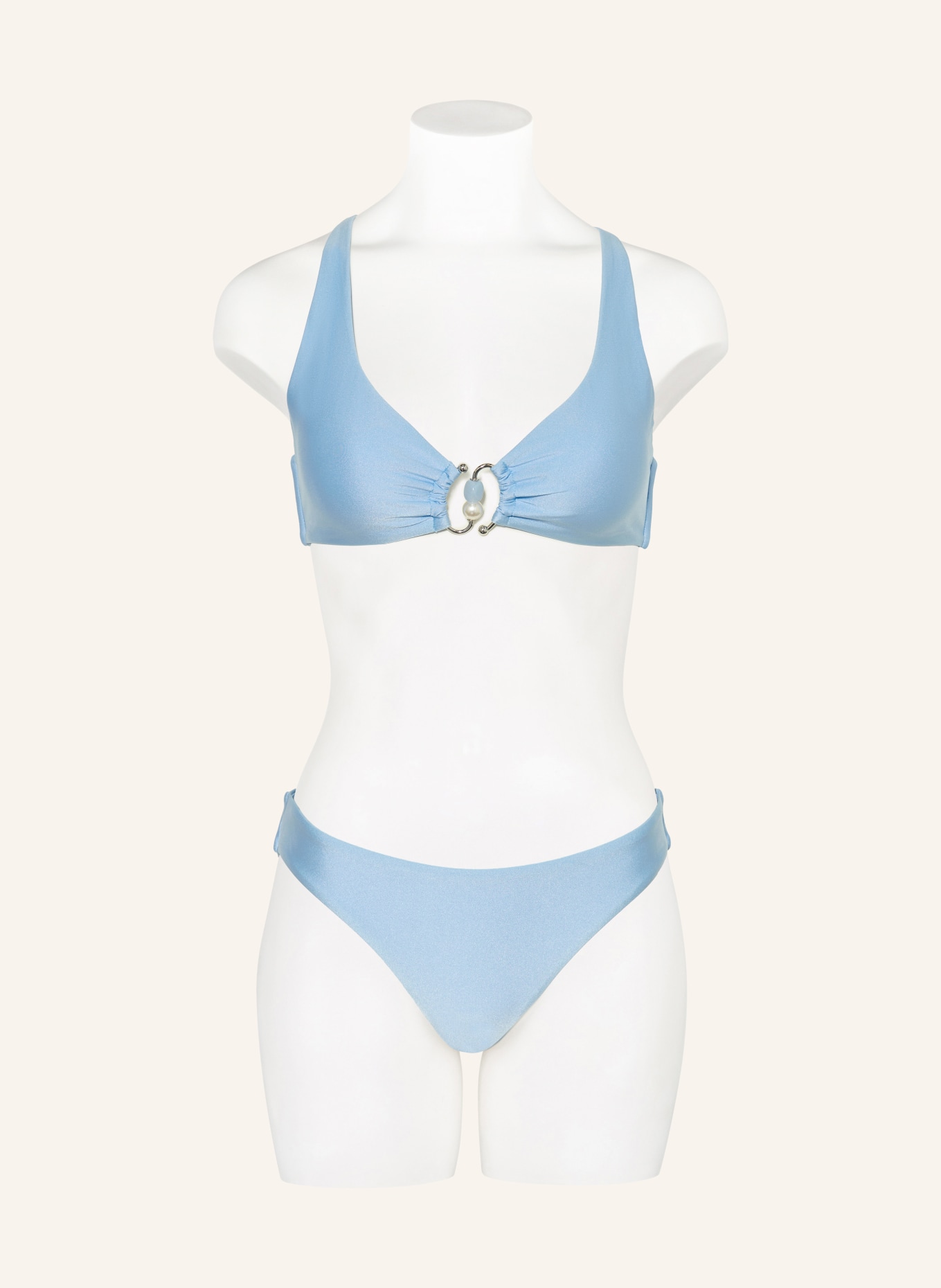 SEAFOLLY Bralette bikini PALERMO z ozdobnymi perełkami: JASNONIEBIESKI / BIAŁY