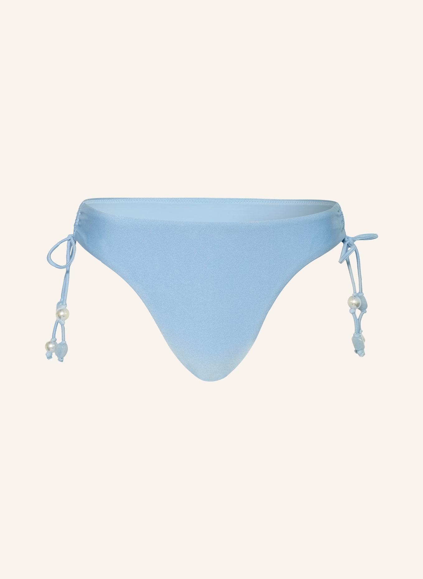SEAFOLLY Triangelbikinibroekje PALERMO LOOP met sieradenparels: LICHTBLAUW / WIT