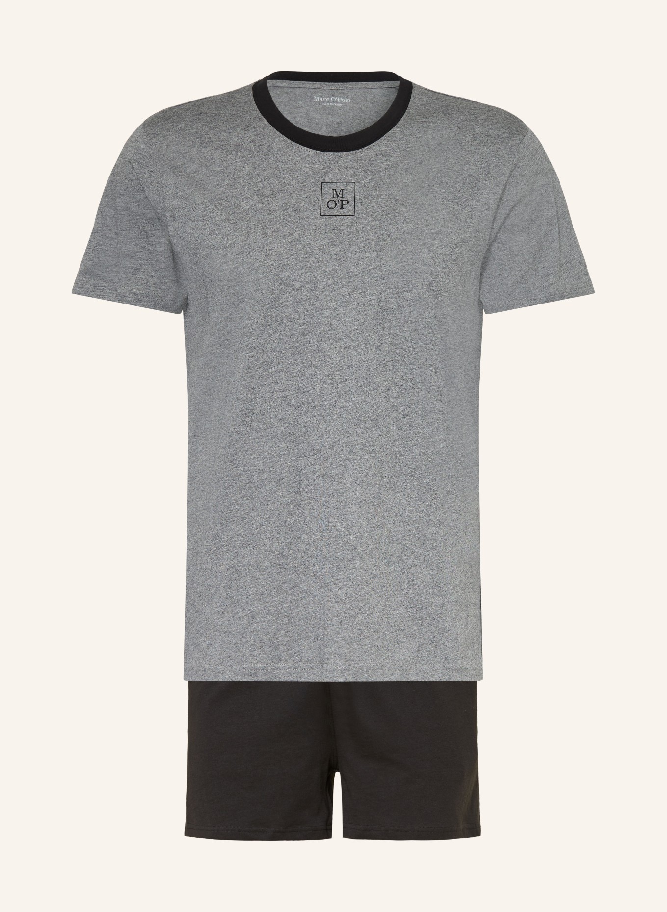 Marc O'Polo Shorty-Schlafanzug: GRAU / SCHWARZ