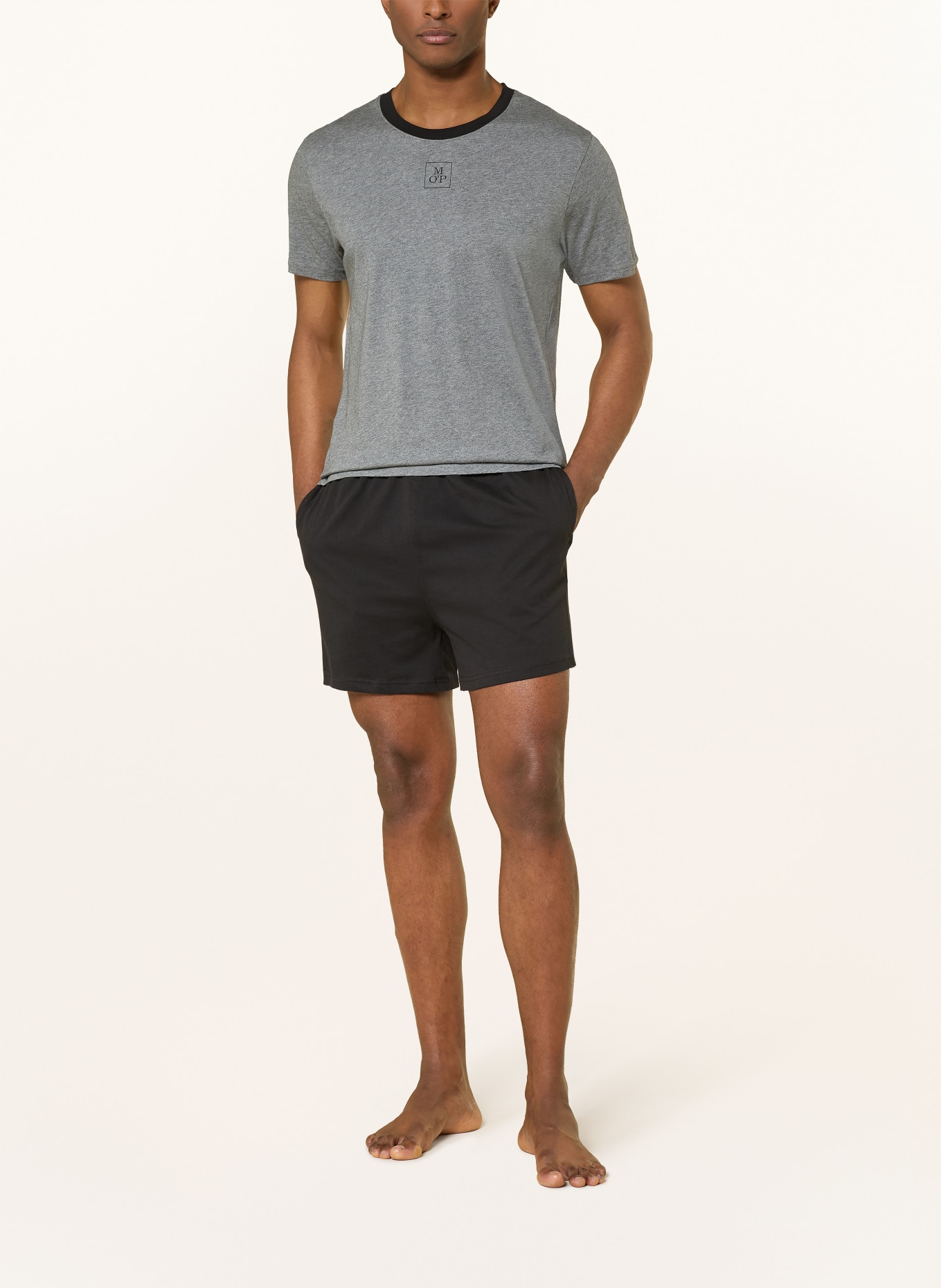 Marc O'Polo Shorty-Schlafanzug: GRAU / SCHWARZ