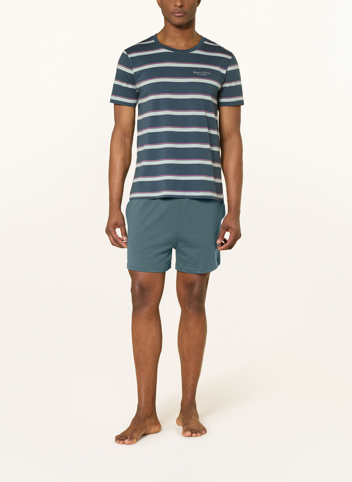 Marc O'Polo Shorty-Schlafanzug: BLAU / PINK / HELLBLAU