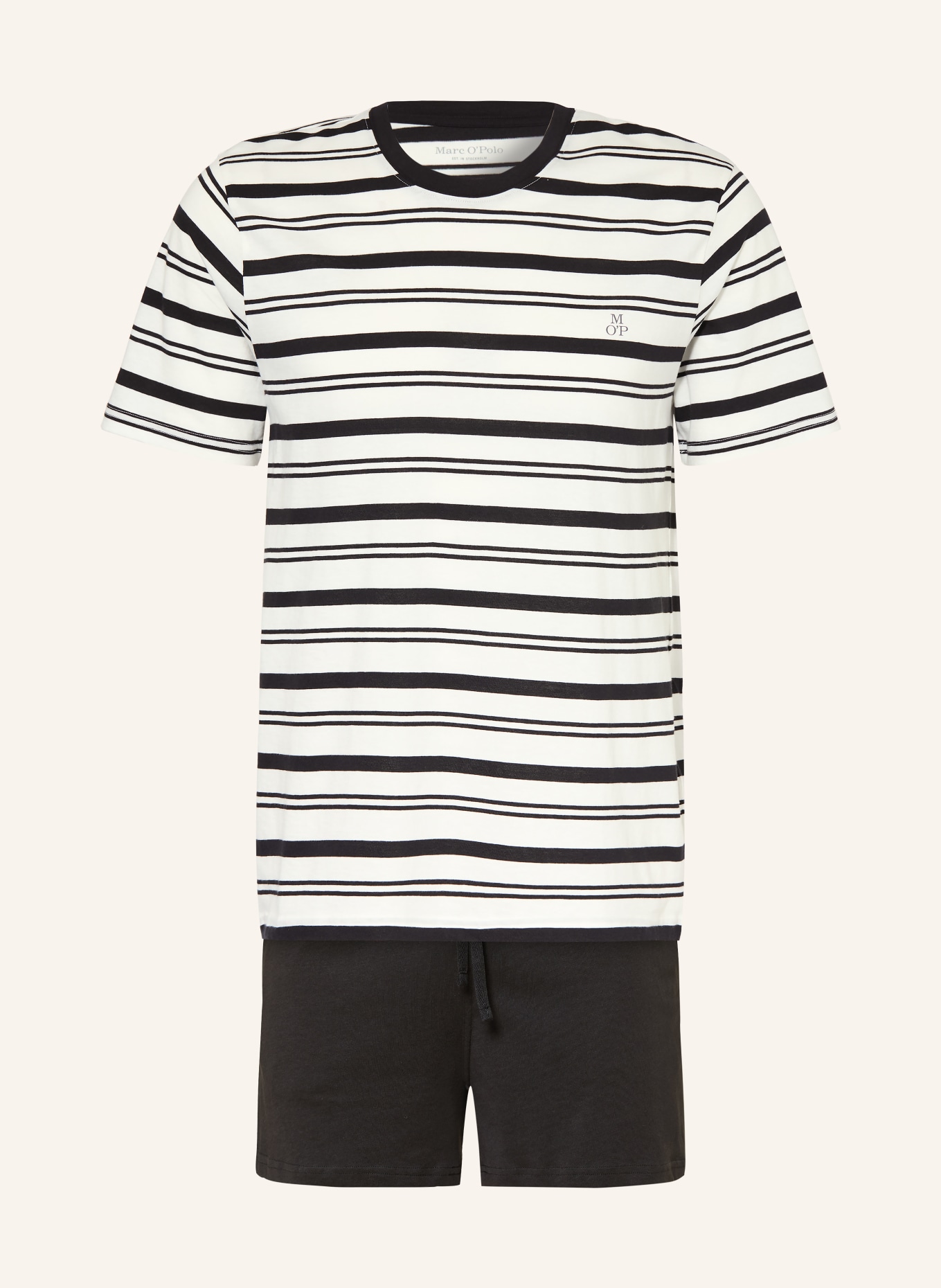 Marc O'Polo Shorty-Schlafanzug: SCHWARZ / WEISS