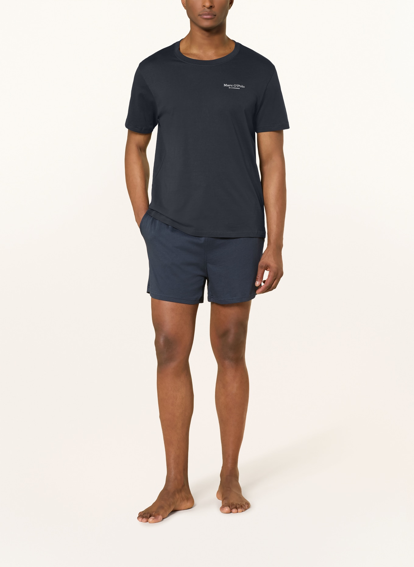 Marc O'Polo sleep shirt: DARK BLUE / WHITE